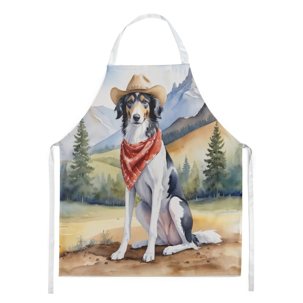 Picture of Carolines Treasures DAC5860APRON 30 x 27 in. Borzoi Cowboy Welcome Apron
