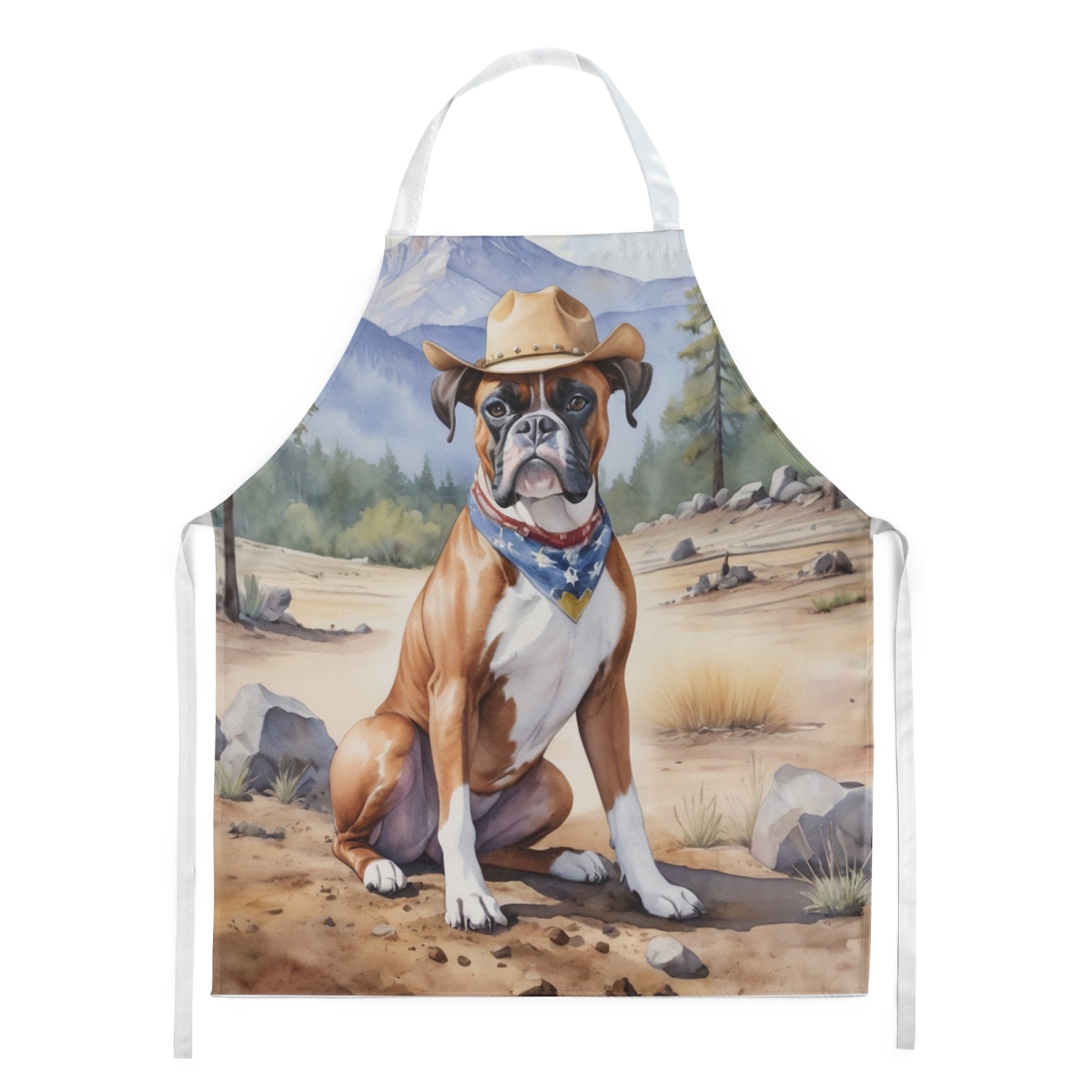 Picture of Carolines Treasures DAC5862APRON 30 x 27 in. Boxer Cowboy Welcome Apron