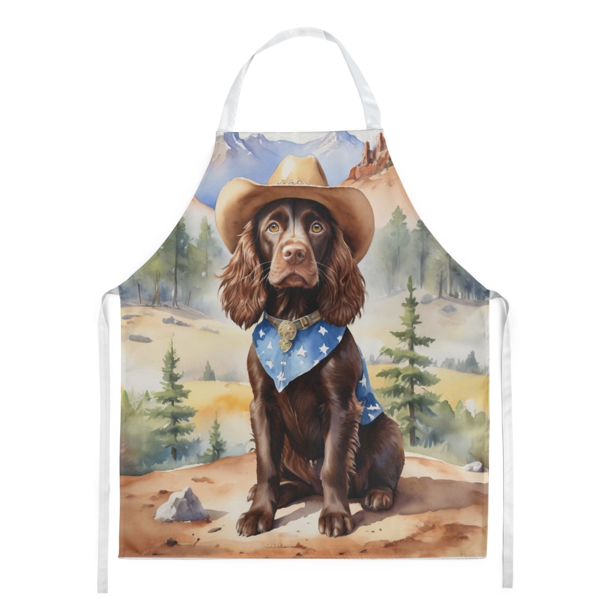 Picture of Carolines Treasures DAC5864APRON 30 x 27 in. Boykin Spaniel Cowboy Welcome Apron