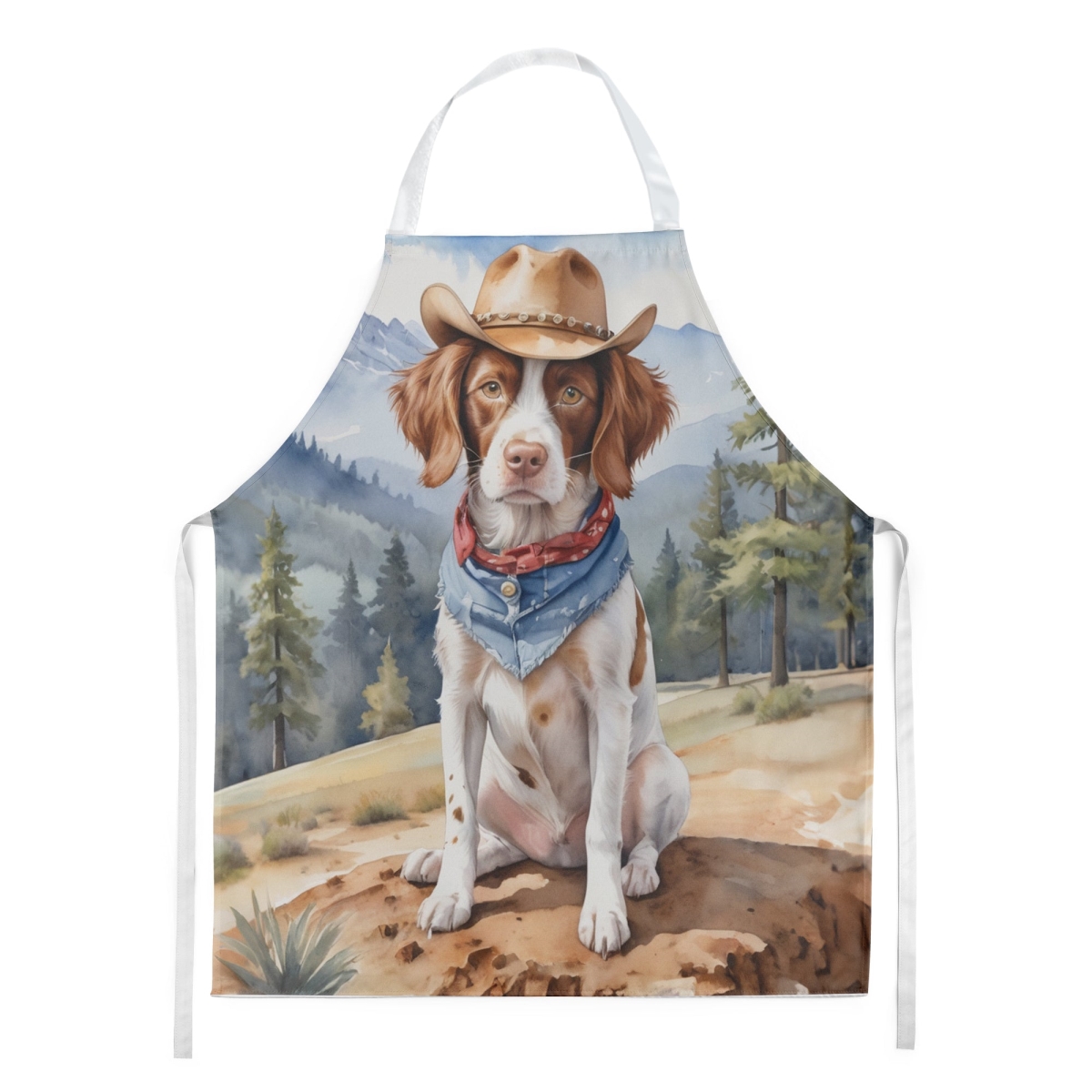 Picture of Carolines Treasures DAC5865APRON 30 x 27 in. Brittany Spaniel Cowboy Welcome Apron