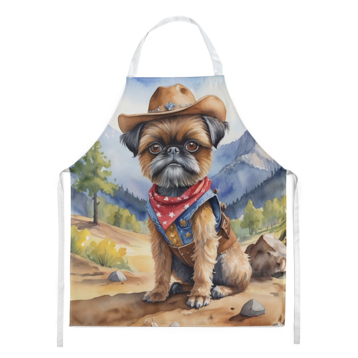 Picture of Carolines Treasures DAC5866APRON 30 x 27 in. Brussels Griffon Cowboy Welcome Apron