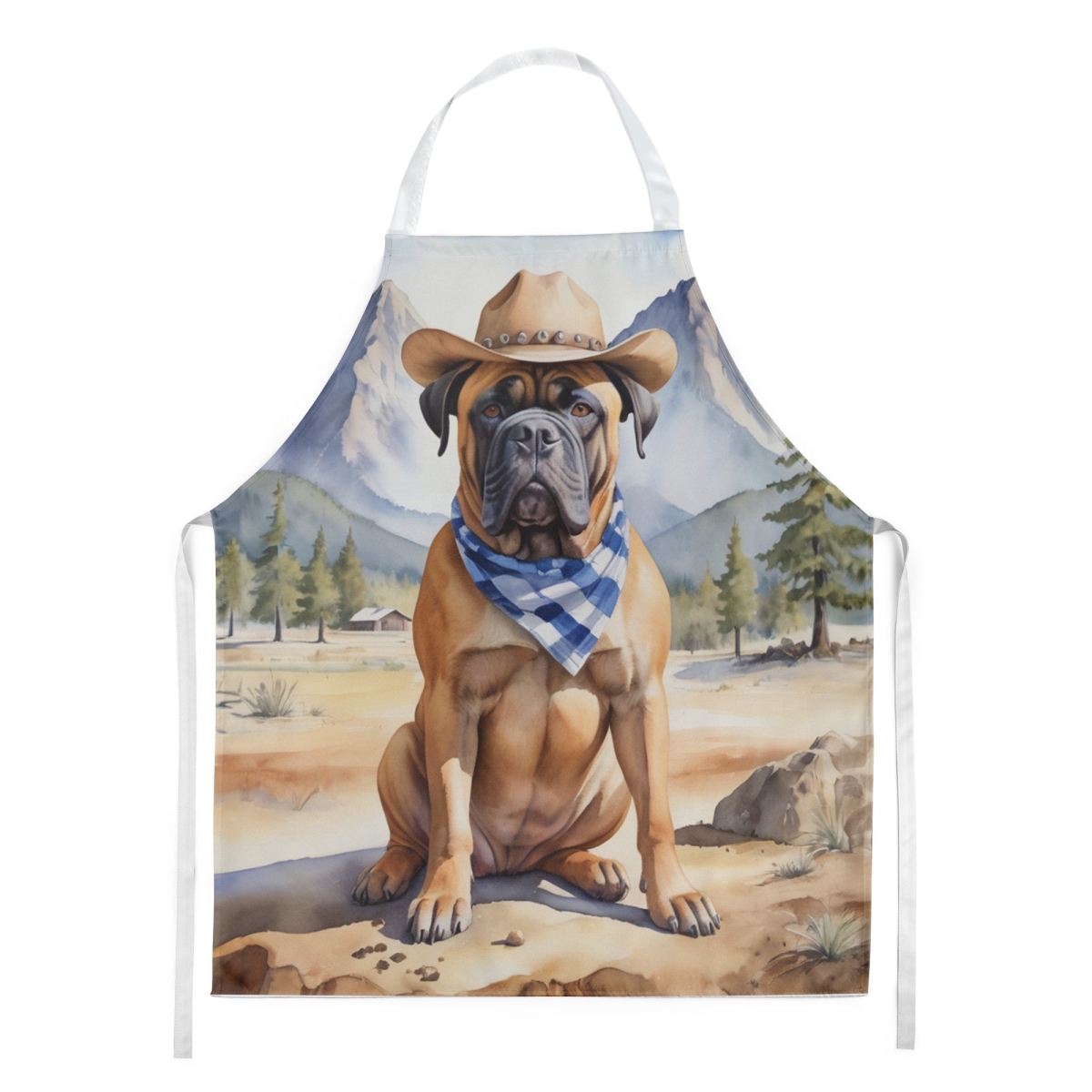 Picture of Carolines Treasures DAC5868APRON 30 x 27 in. Bullmastiff Cowboy Welcome Apron