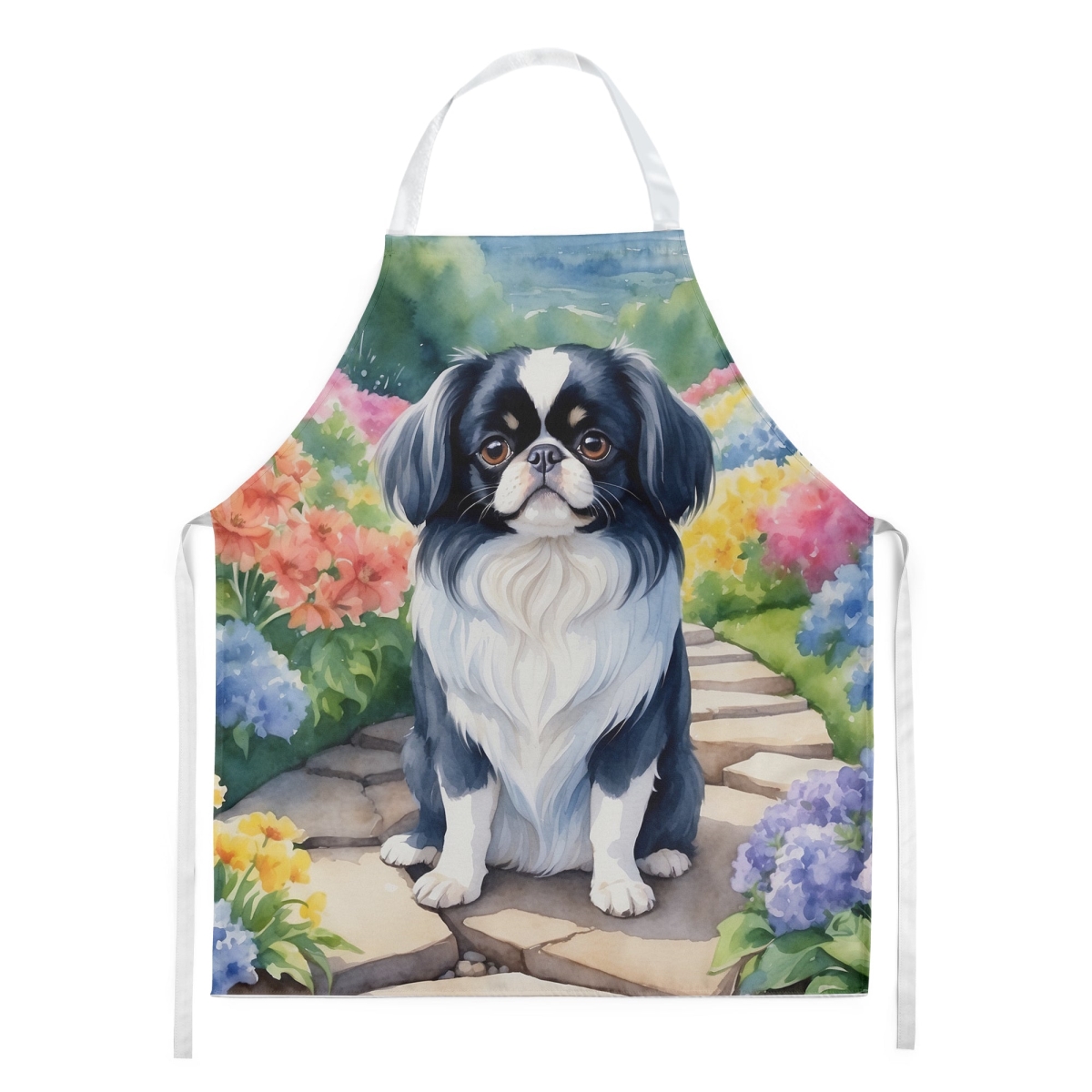 Picture of Carolines Treasures DAC6655APRON 30 x 27 in. Japanese Chin Spring Path Apron