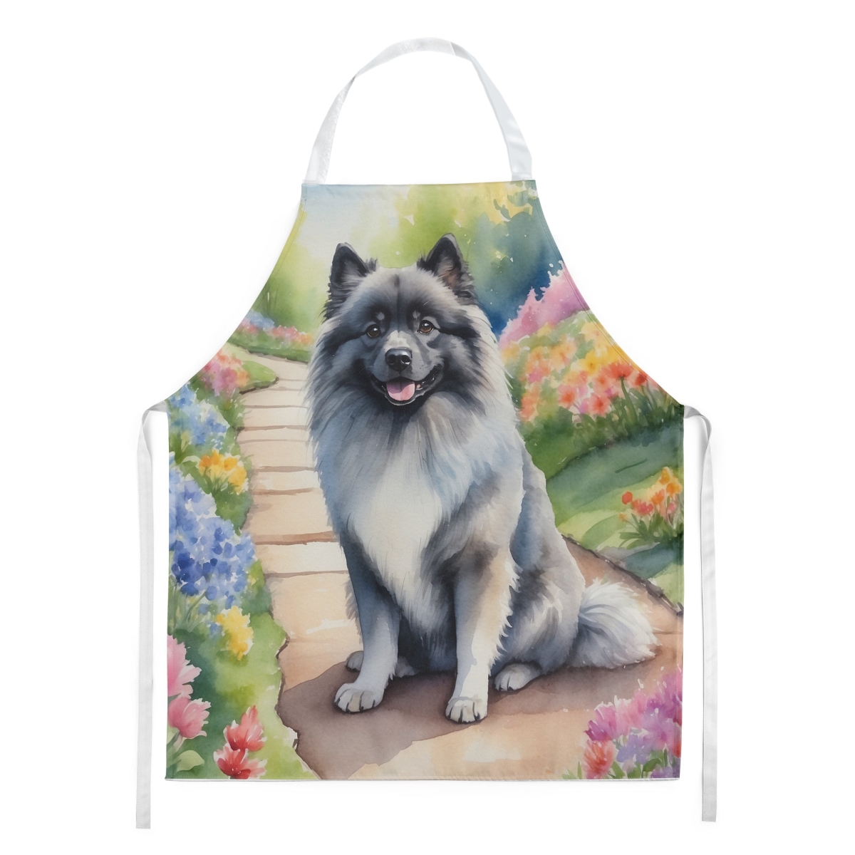Picture of Carolines Treasures DAC6656APRON 30 x 27 in. Keeshond Spring Path Apron
