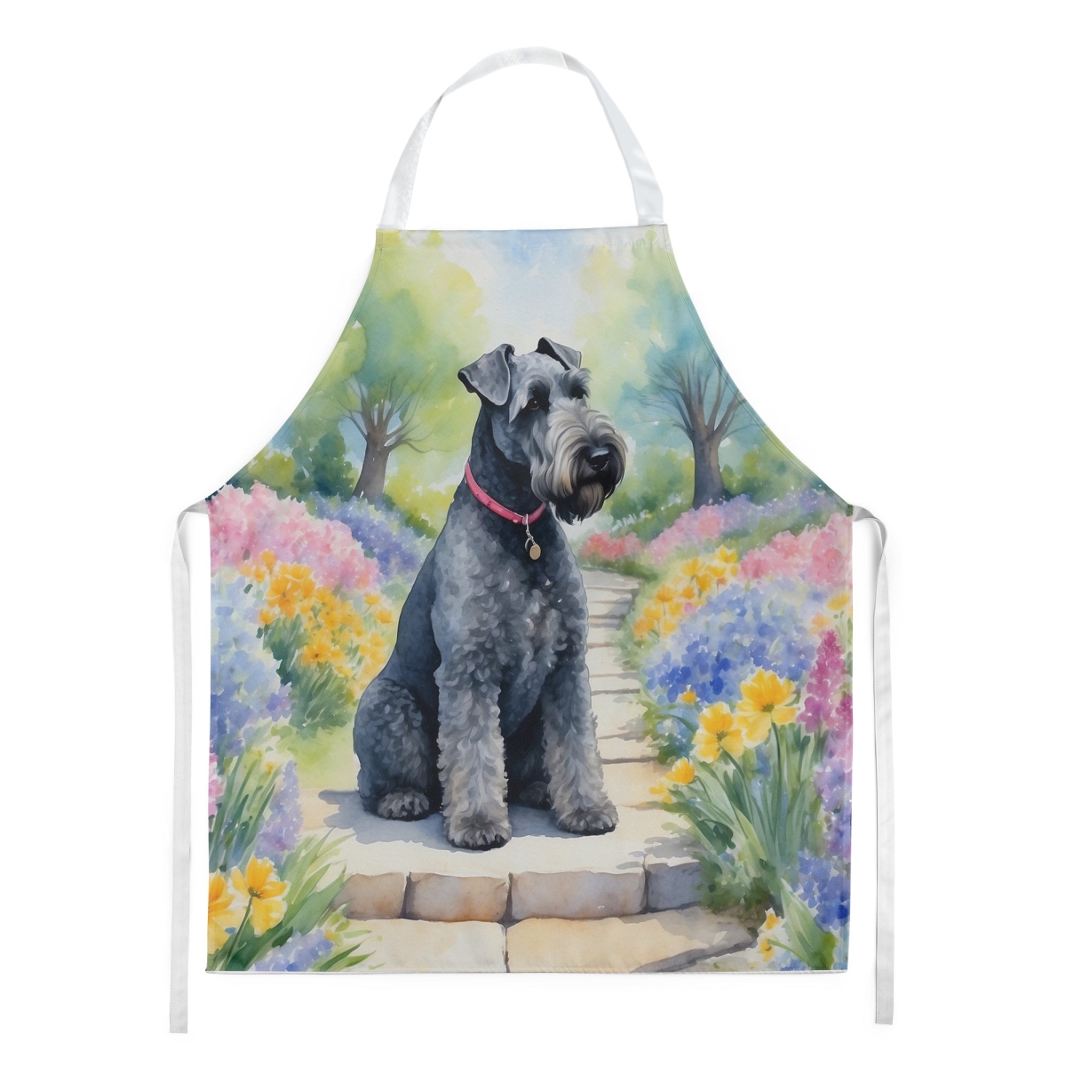 Picture of Carolines Treasures DAC6657APRON 30 x 27 in. Kerry Blue Terrier Spring Path Apron