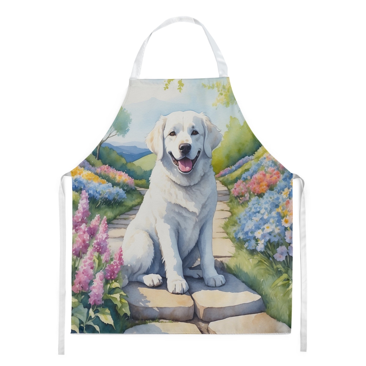 Picture of Carolines Treasures DAC6659APRON 30 x 27 in. Kuvasz Spring Path Apron