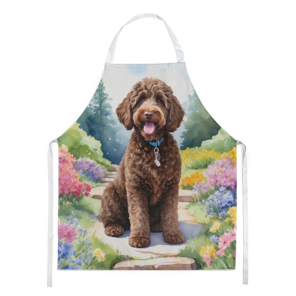 Picture of Carolines Treasures DAC6661APRON 30 x 27 in. Labradoodle Spring Path Apron