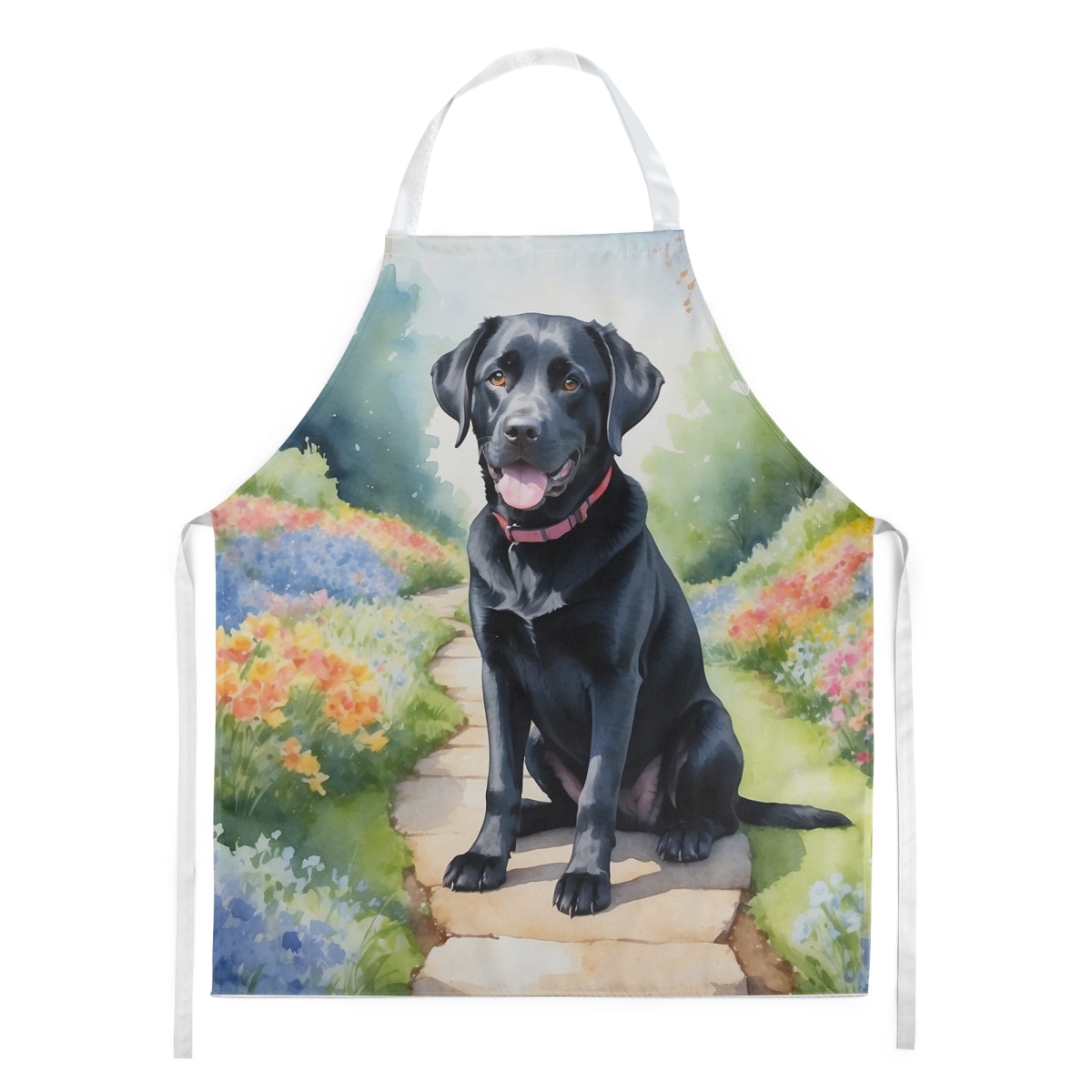 Picture of Carolines Treasures DAC6662APRON 30 x 27 in. Labrador Retriever Spring Path Apron