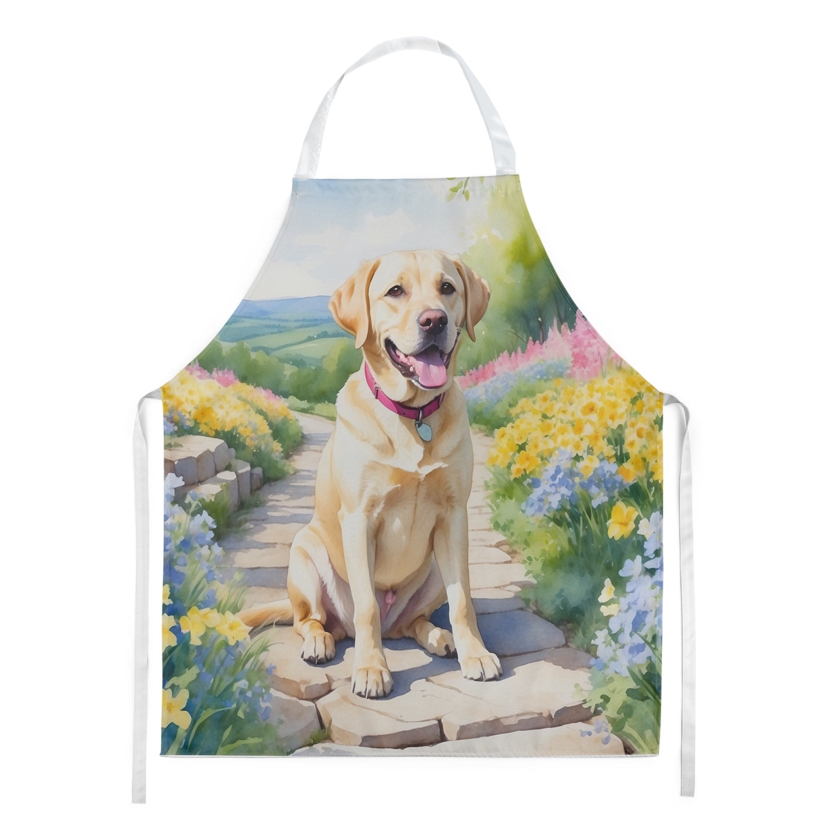 Picture of Carolines Treasures DAC6664APRON 30 x 27 in. Labrador Retriever Spring Path Apron