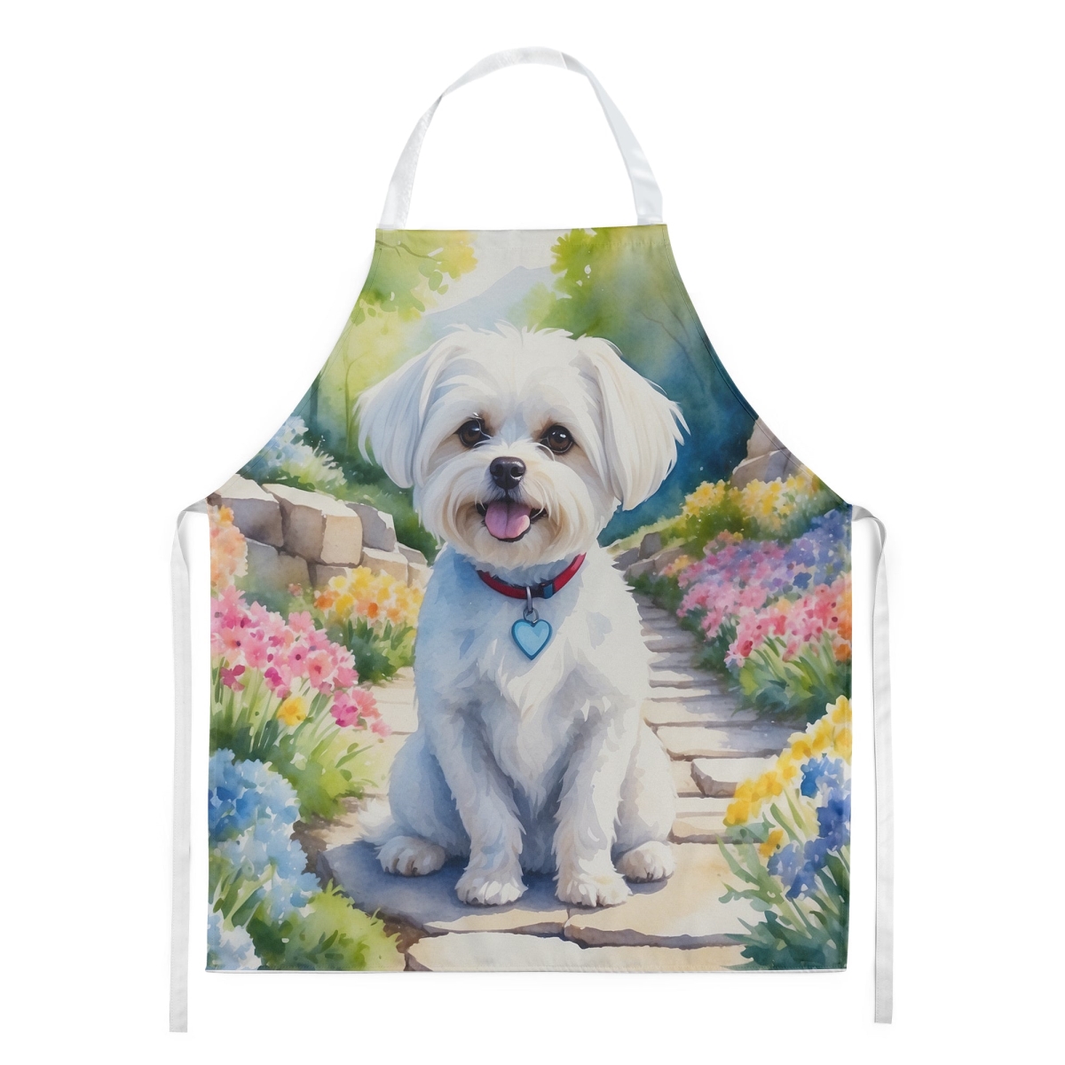 Picture of Carolines Treasures DAC6668APRON 30 x 27 in. Maltese Spring Path Apron