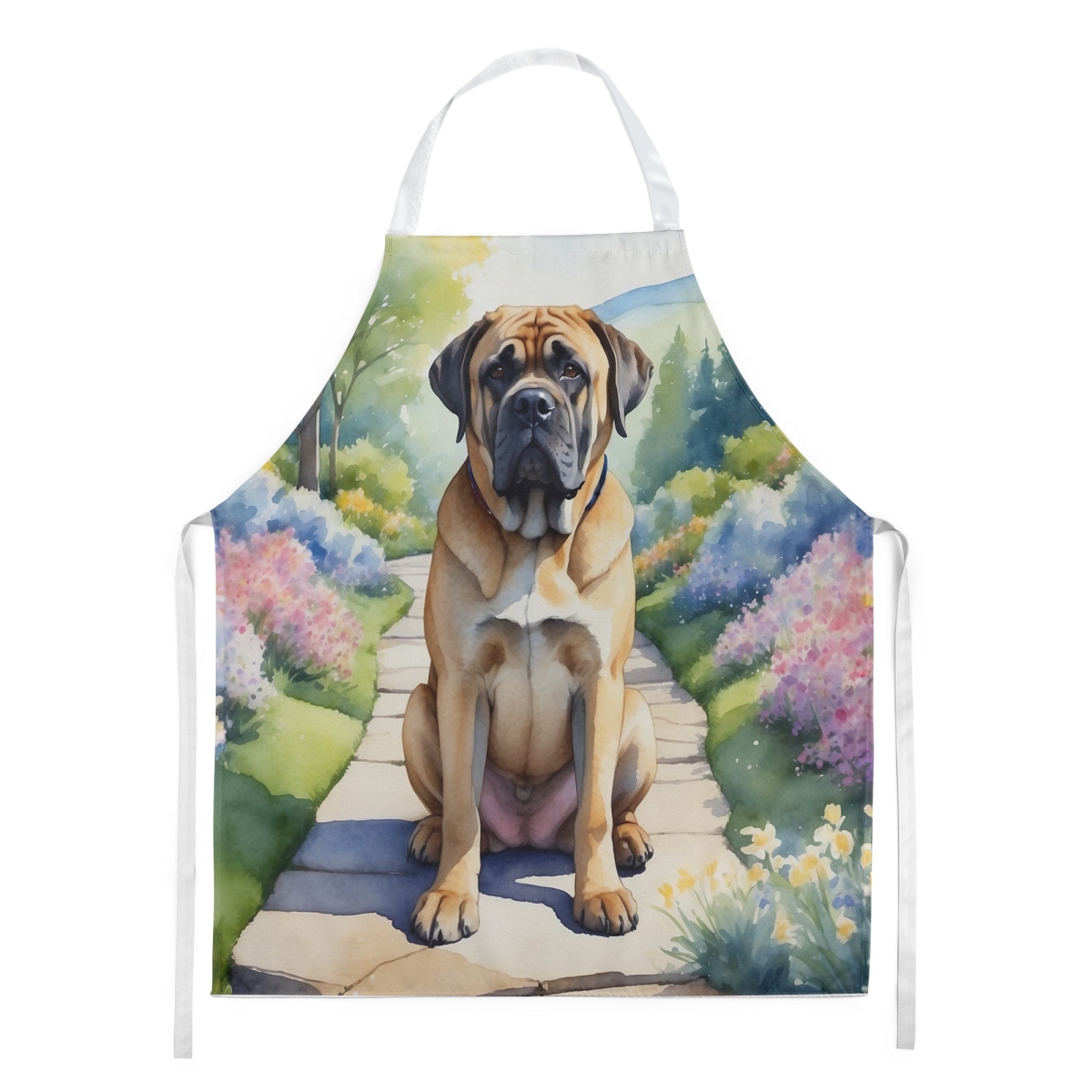Picture of Carolines Treasures DAC6672APRON 30 x 27 in. Mastiff Spring Path Apron