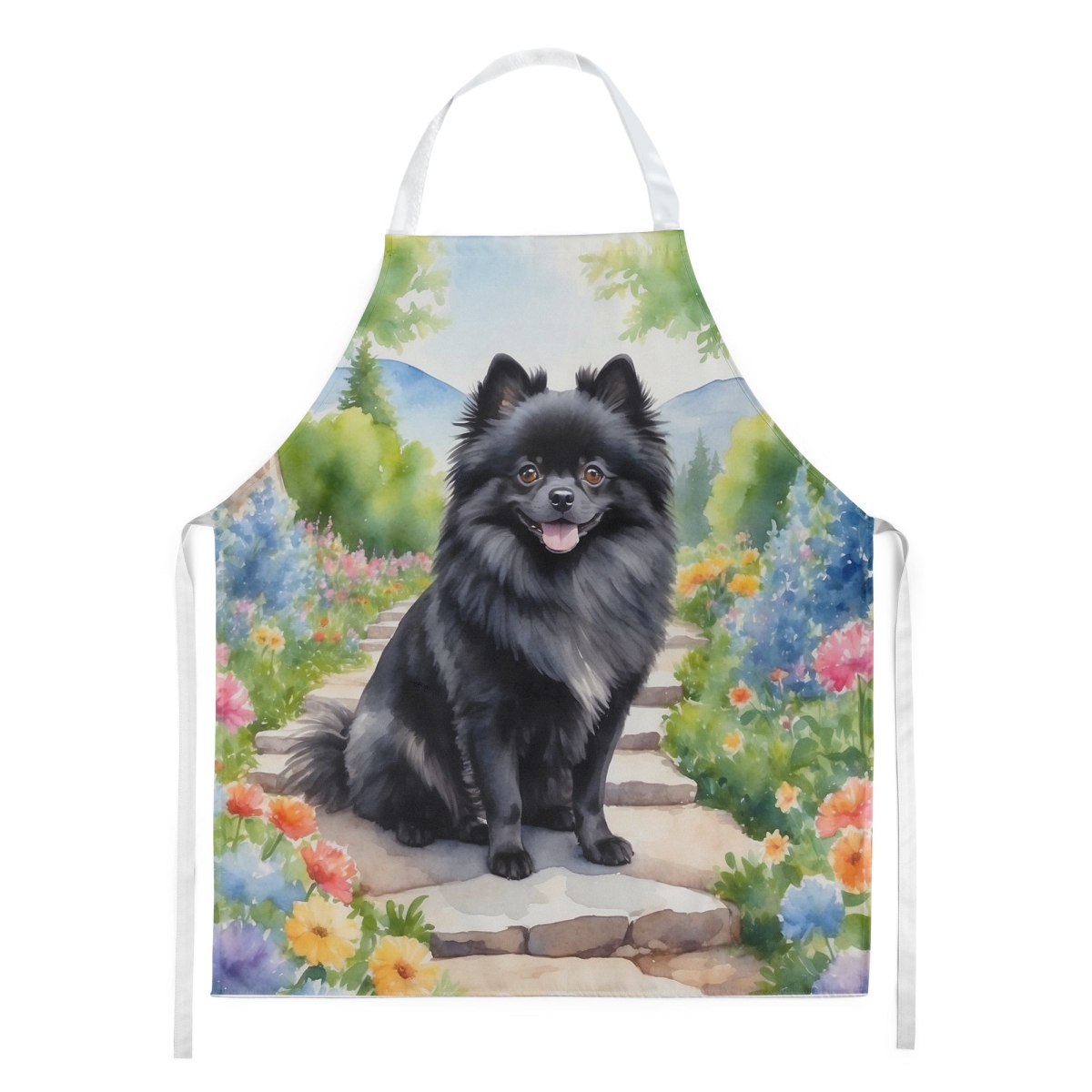 Picture of Carolines Treasures DAC6691APRON 30 x 27 in. Pomeranian Spring Path Apron