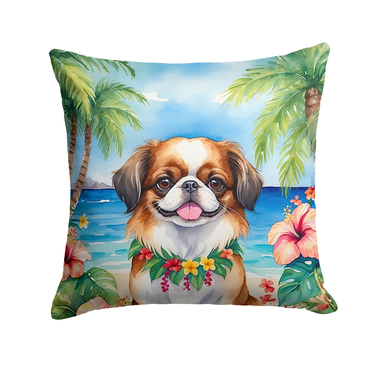 18 x 18 in. Japanese Chin Luau Throw Pillow