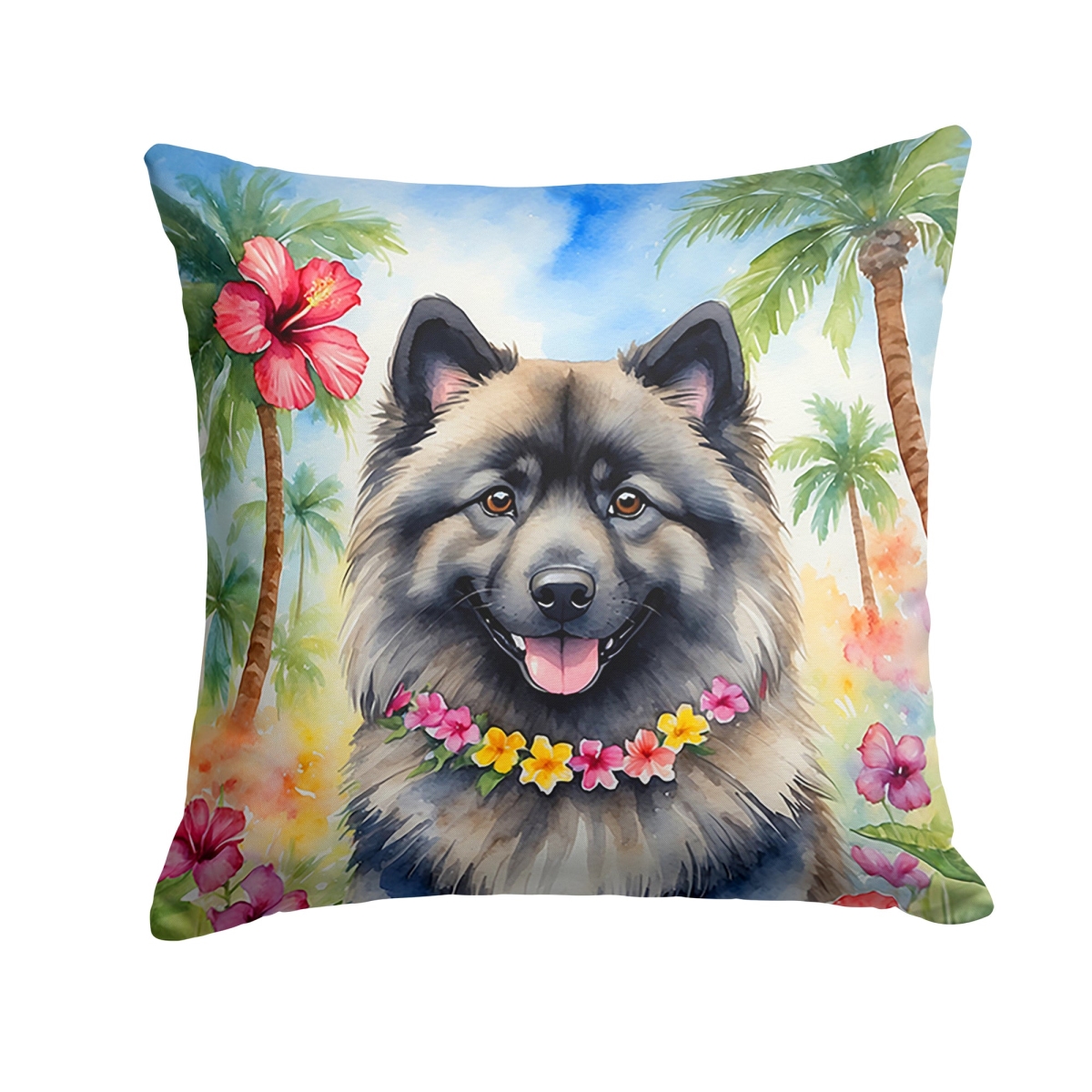 DAC6458PW1818 18 x 18 in. Keeshond Luau Throw Pillow