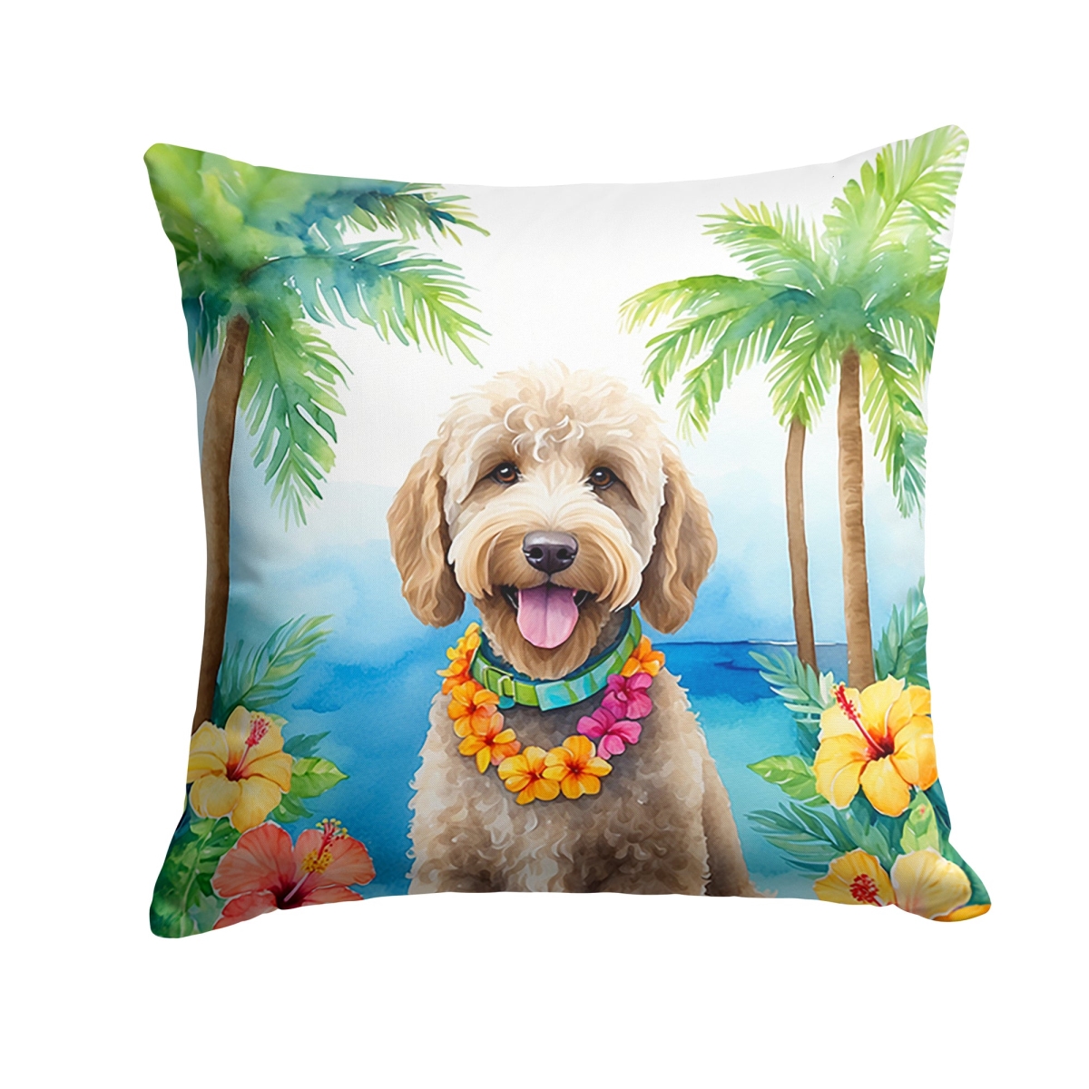 18 x 18 in. Labradoodle Luau Throw Pillow