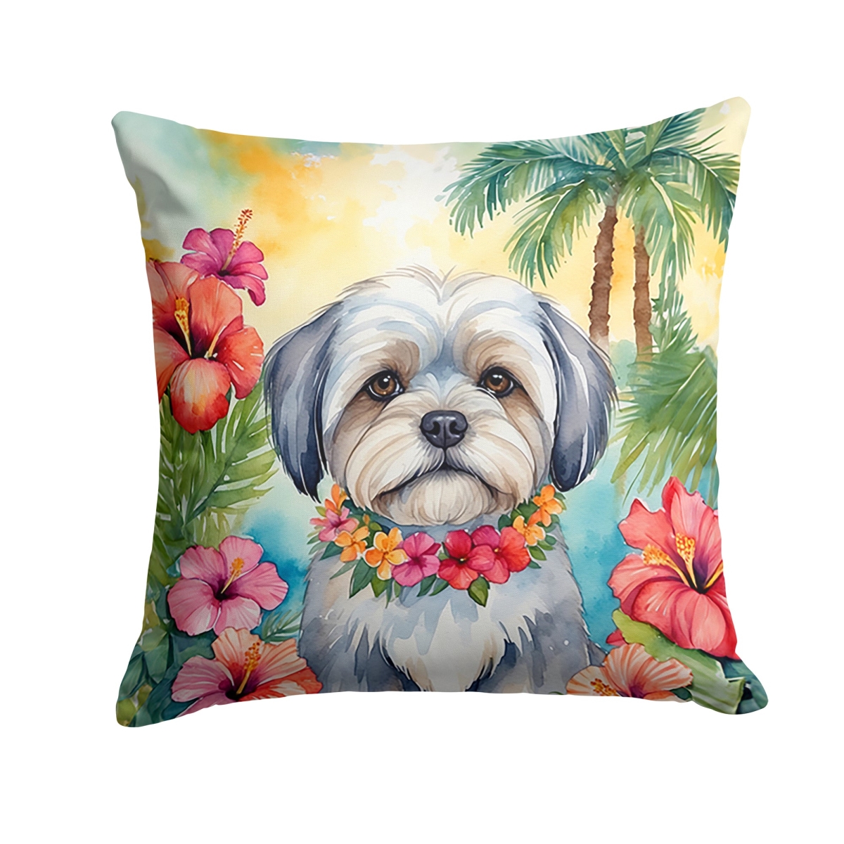 DAC6470PW1818 18 x 18 in. Lhasa Apso Luau Throw Pillow