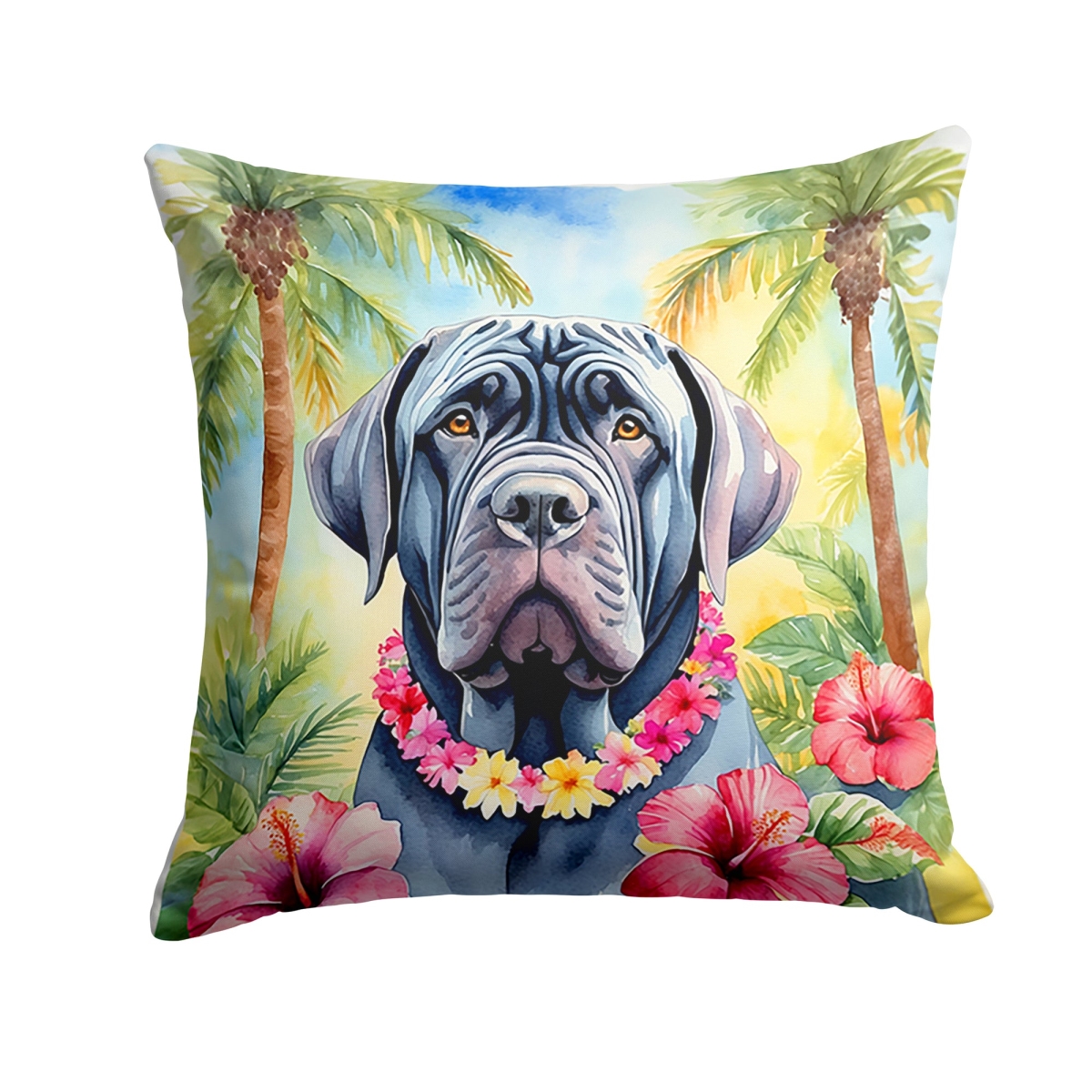 18 x 18 in. Neapolitan Mastiff Luau Throw Pillow