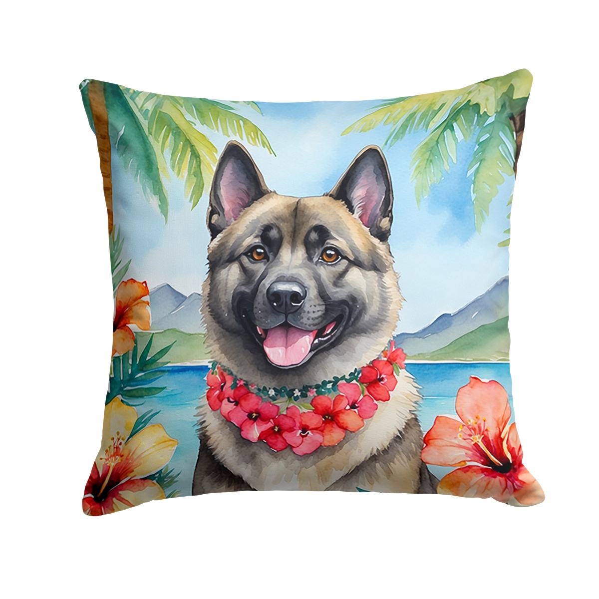 18 x 18 in. Norwegian Elkhound Luau Throw Pillow