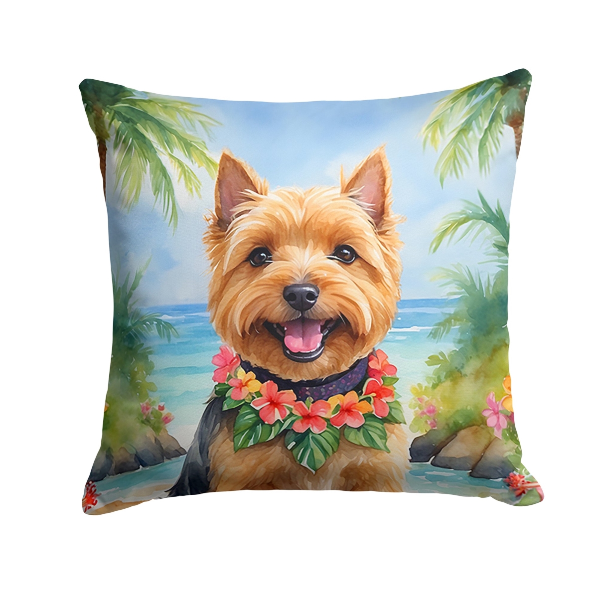 DAC6482PW1818 18 x 18 in. Norwich Terrier Luau Throw Pillow