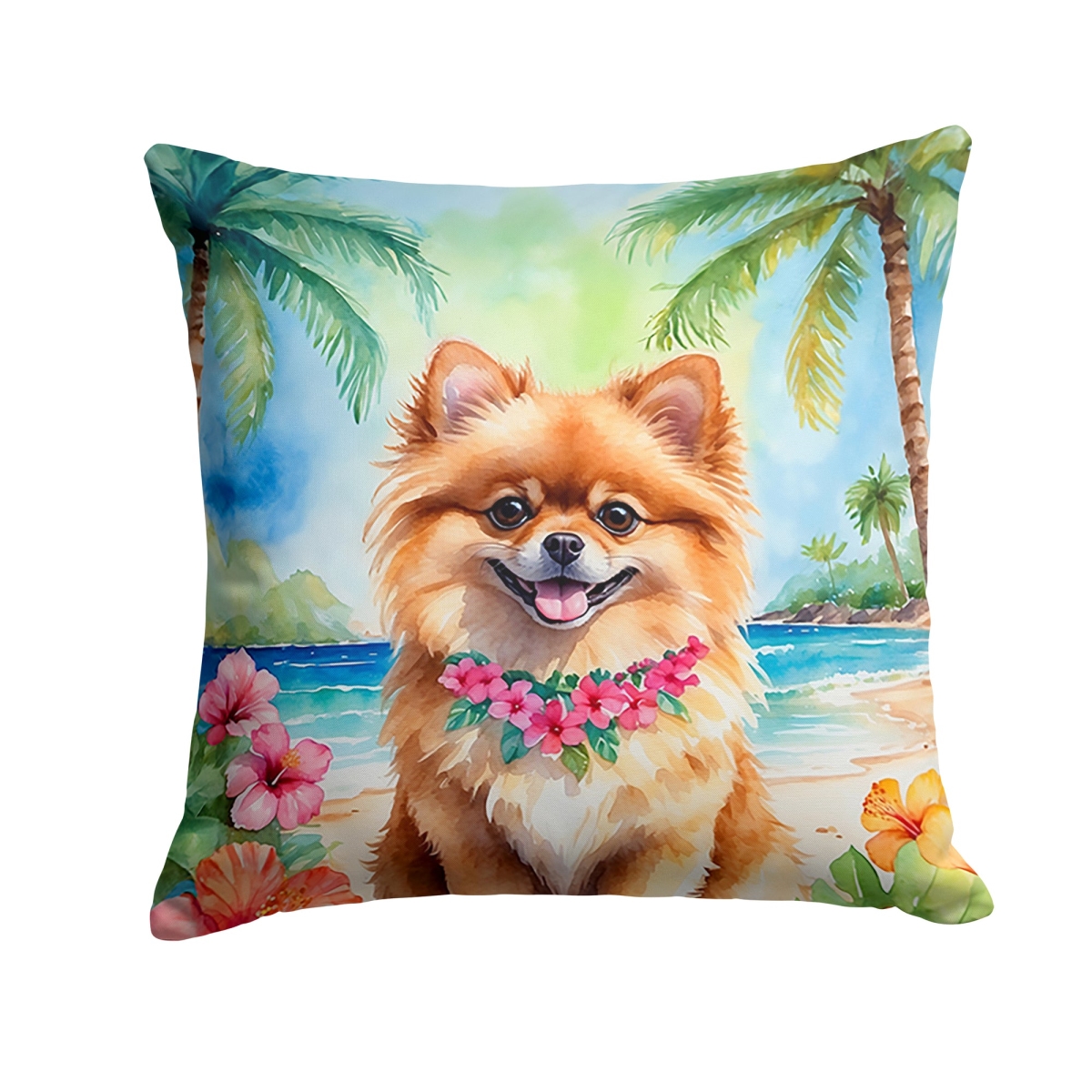 18 x 18 in. Pomeranian Luau Throw Pillow