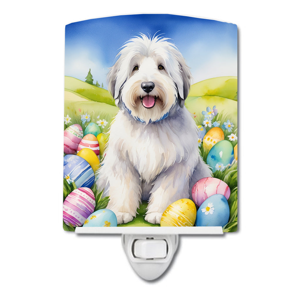6 x 4 in. Old English Sheepdog Easter Egg Hunt Ceramic Night Light