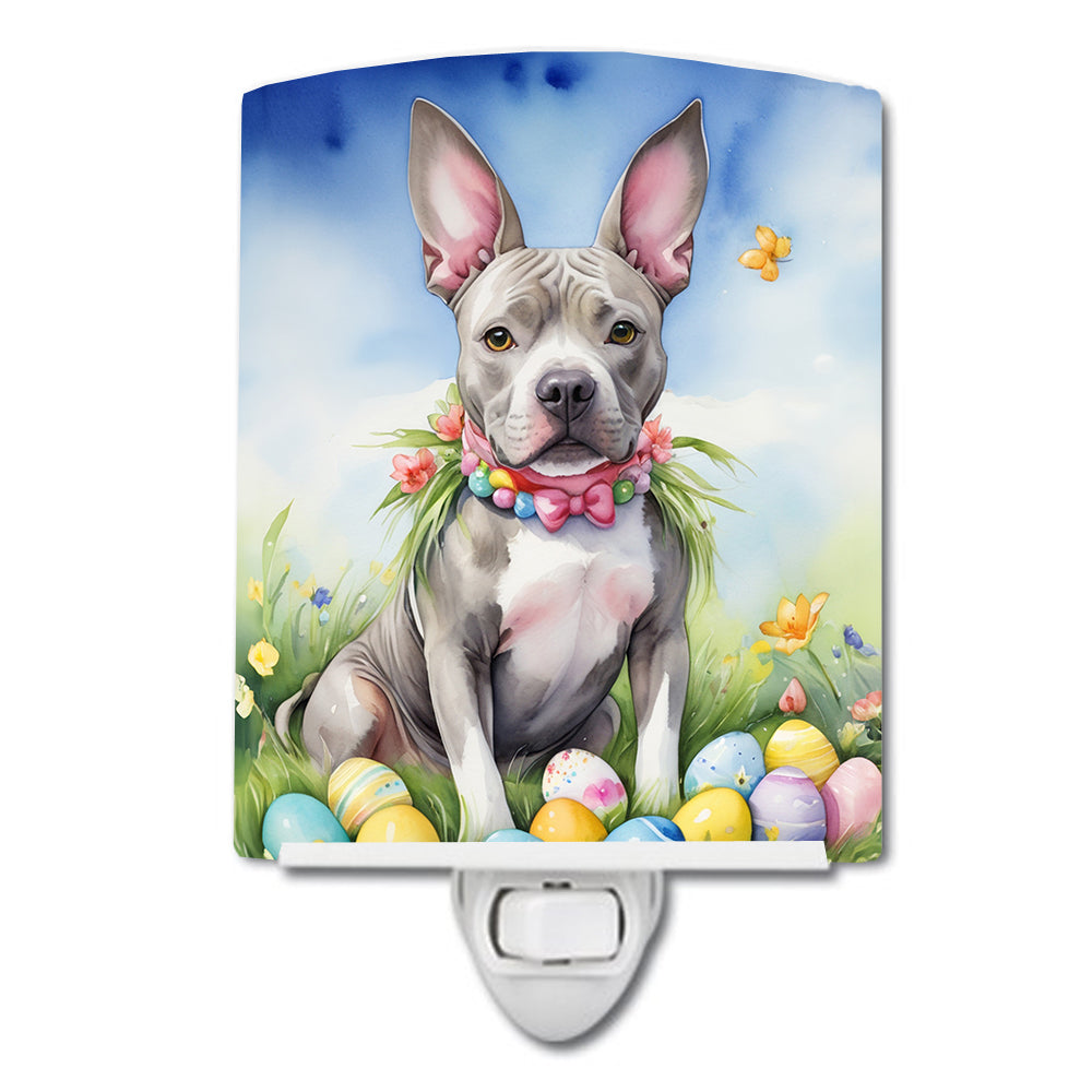 6 x 4 in. Pit Bull Terrier Easter Egg Hunt Ceramic Night Light