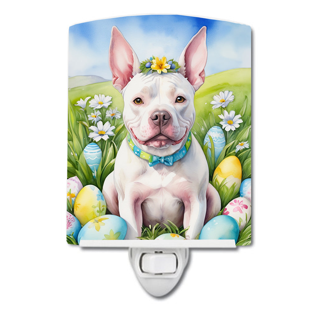 6 x 4 in. Pit Bull Terrier Easter Egg Hunt Ceramic Night Light