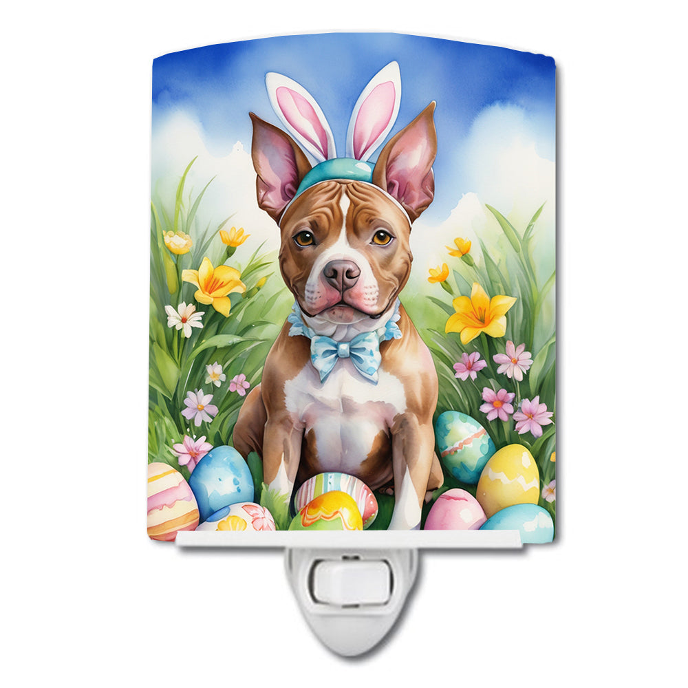 6 x 4 in. Pit Bull Terrier Easter Egg Hunt Ceramic Night Light
