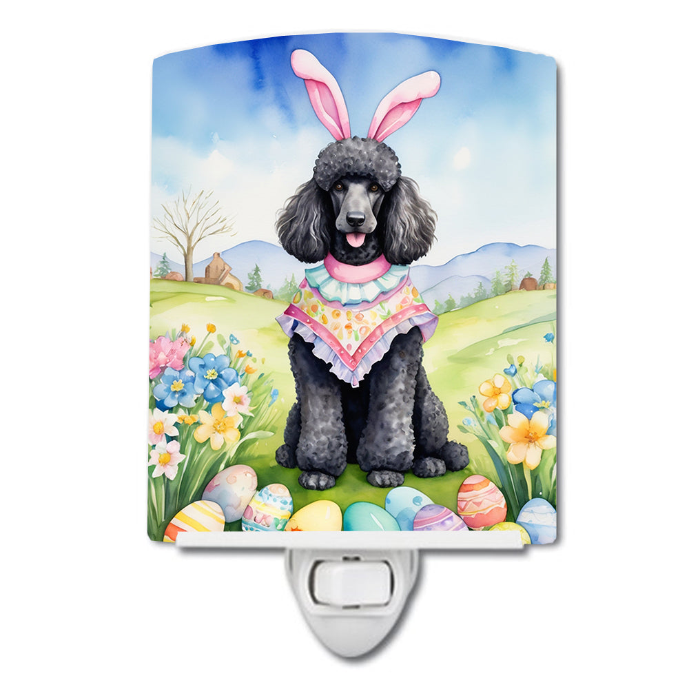 6 x 4 in. Black Poodle Easter Egg Hunt Ceramic Night Light