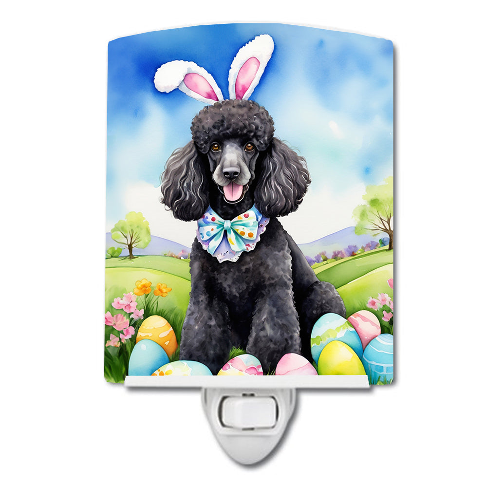 DAC5139CNL 6 x 4 in. Black Poodle Easter Egg Hunt Ceramic Night Light