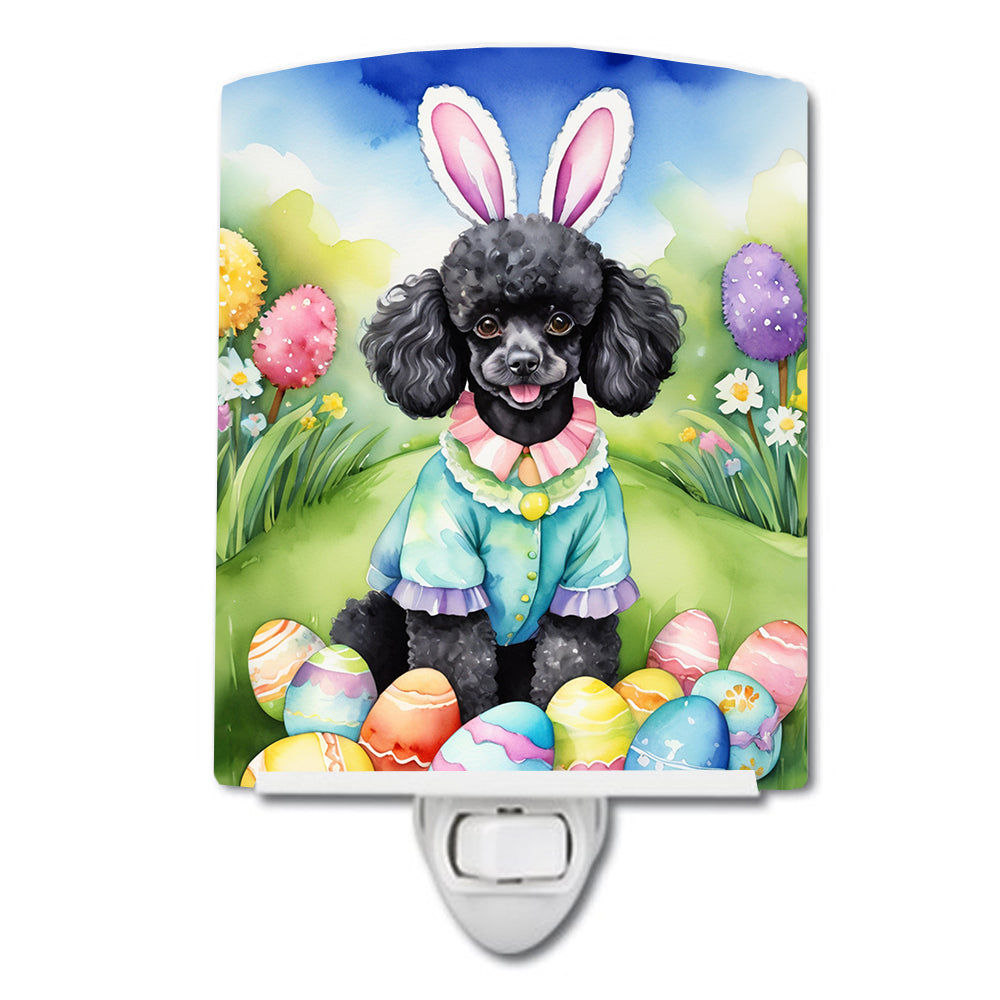 6 x 4 in. Black Poodle Easter Egg Hunt Ceramic Night Light