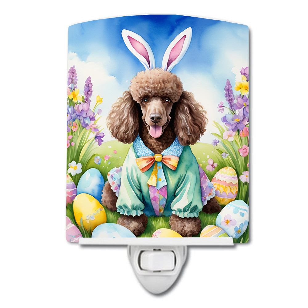 DAC5141CNL 6 x 4 in. Chocolate Poodle Easter Egg Hunt Ceramic Night Light