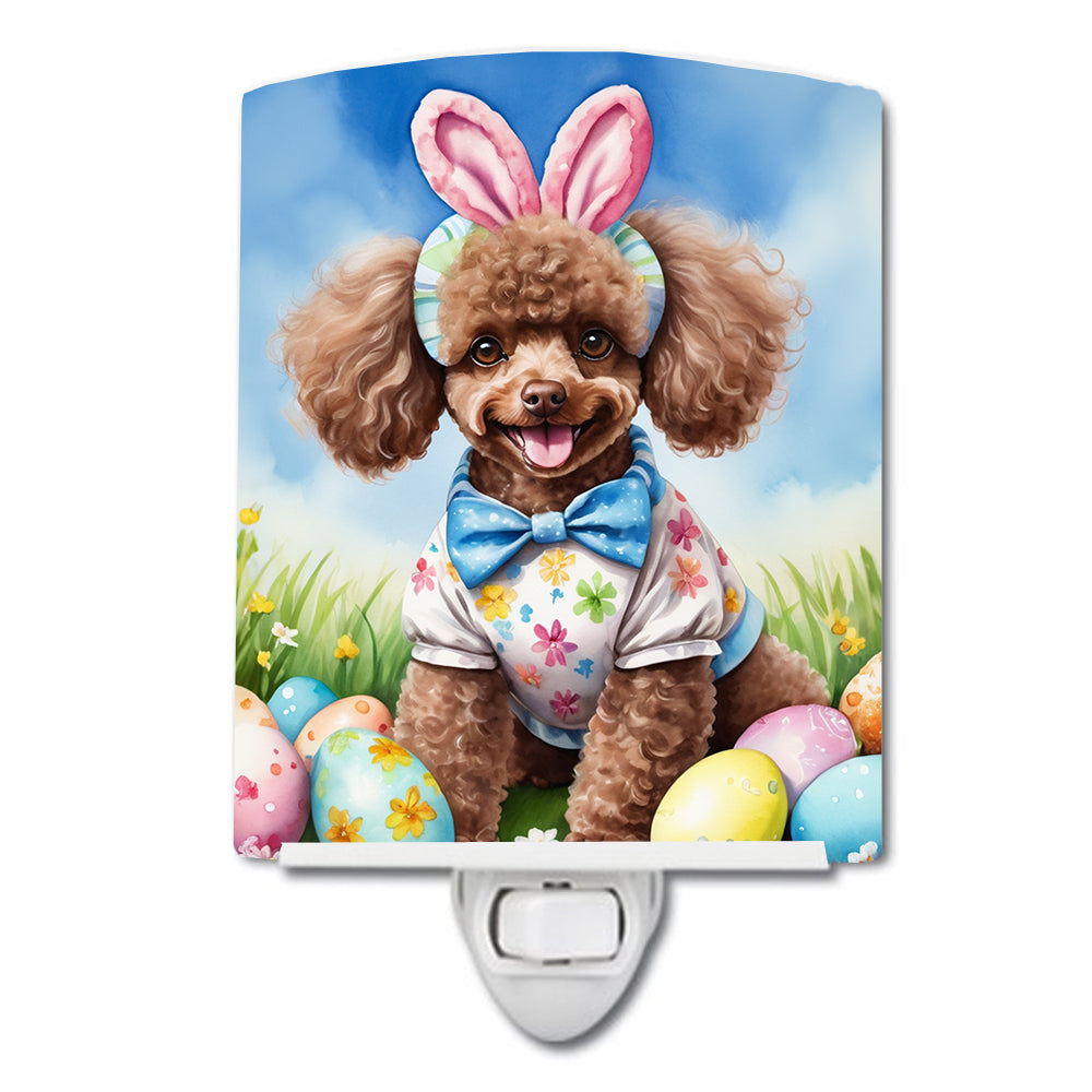 DAC5143CNL 6 x 4 in. Chocolate Poodle Easter Egg Hunt Ceramic Night Light