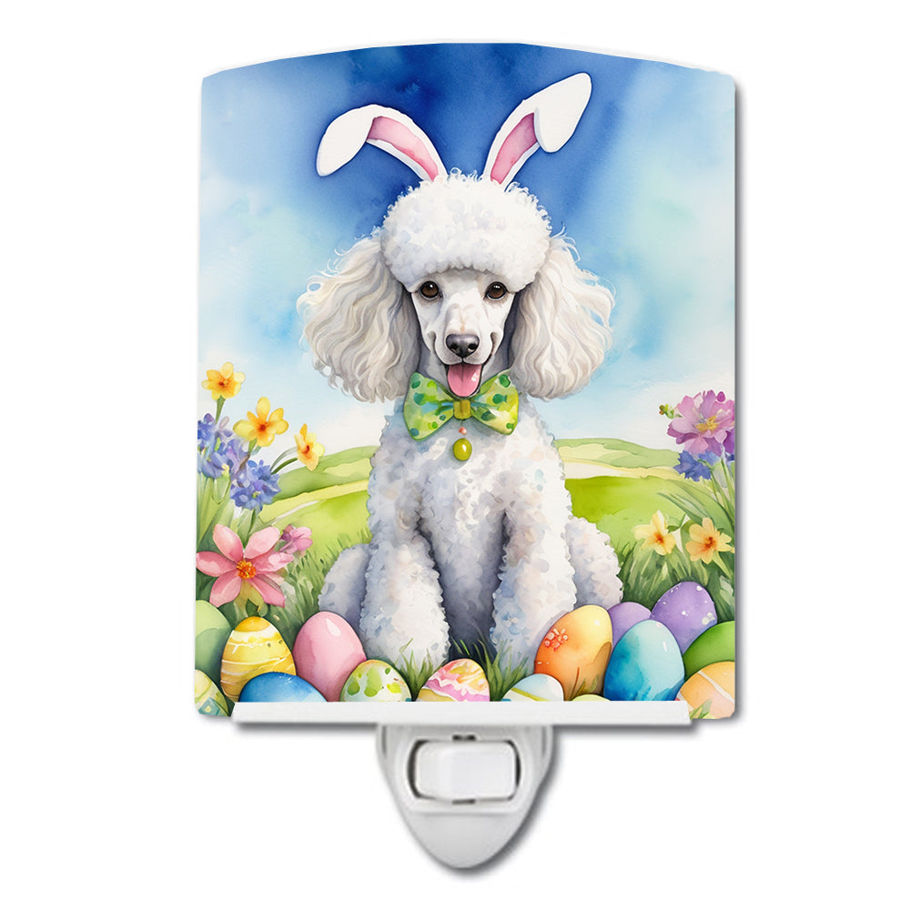 DAC5144CNL 6 x 4 in. White Poodle Easter Egg Hunt Ceramic Night Light