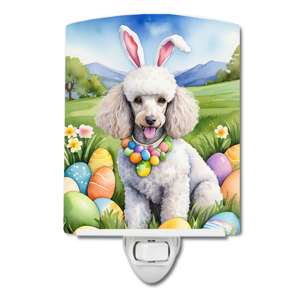 DAC5146CNL 6 x 4 in. White Poodle Easter Egg Hunt Ceramic Night Light