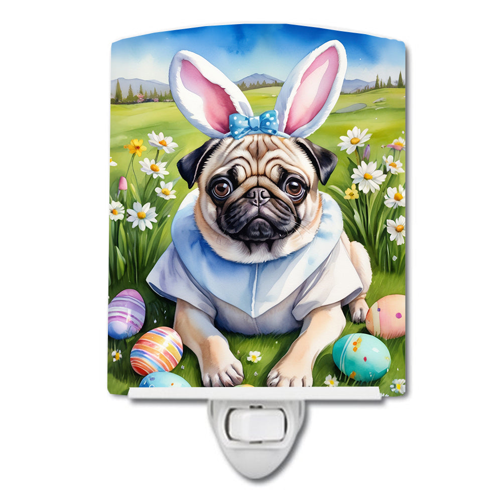 6 x 4 in. Pug Easter Egg Hunt Ceramic Night Light
