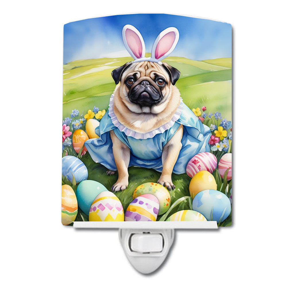 6 x 4 in. Pug Easter Egg Hunt Ceramic Night Light