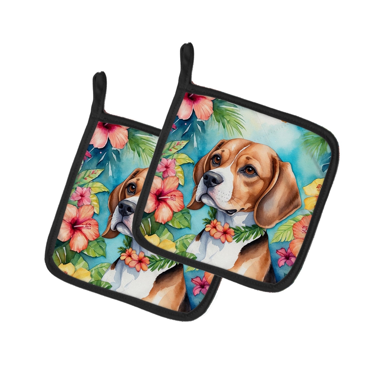 DAC6363PTHD 7.5 x 7.5 in. Beagle Luau Pair of Pot Holder