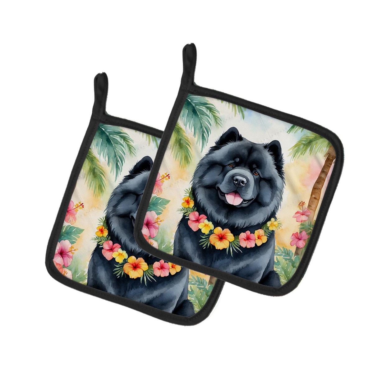 7.5 x 7.5 in. Chow Chow Luau Pair of Pot Holder