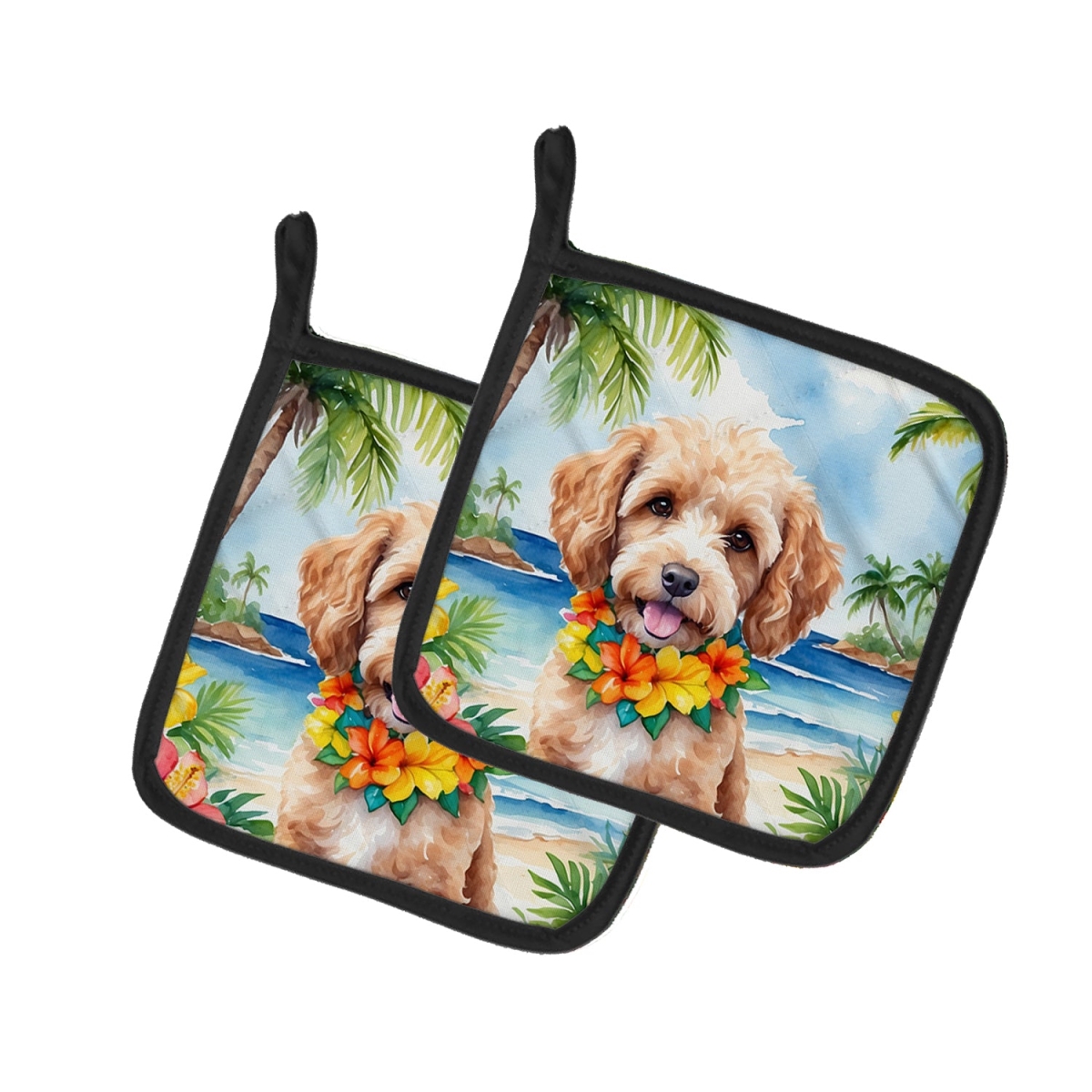 DAC6409PTHD 7.5 x 7.5 in. Cockapoo Luau Pair of Pot Holder