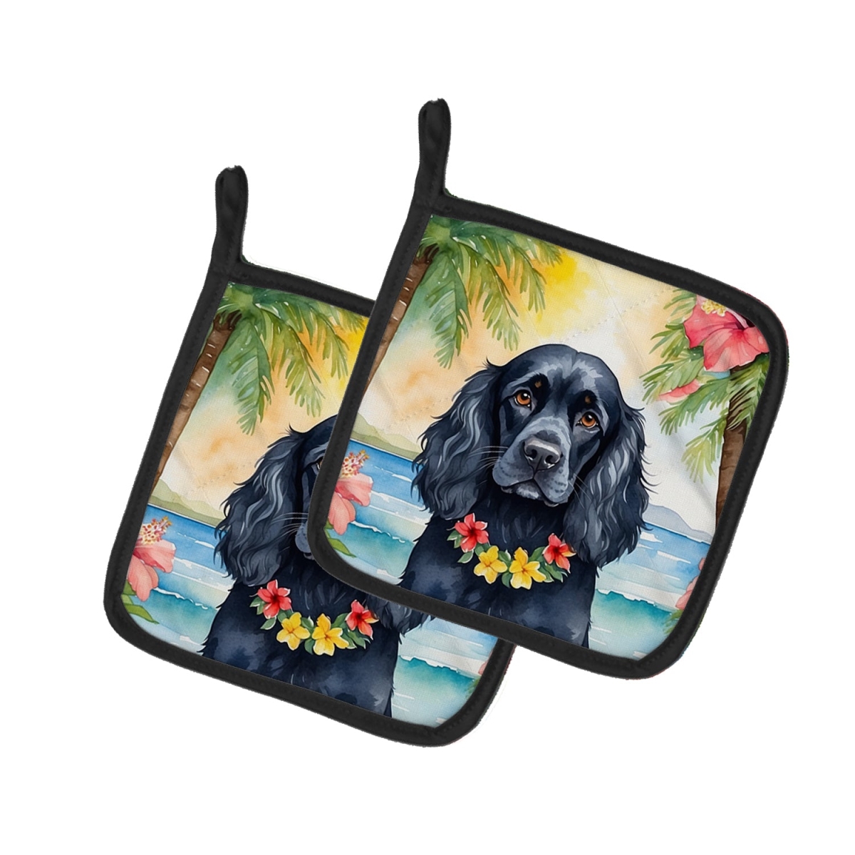 DAC6411PTHD 7.5 x 7.5 in. Cocker Spaniel Luau Pair of Pot Holder