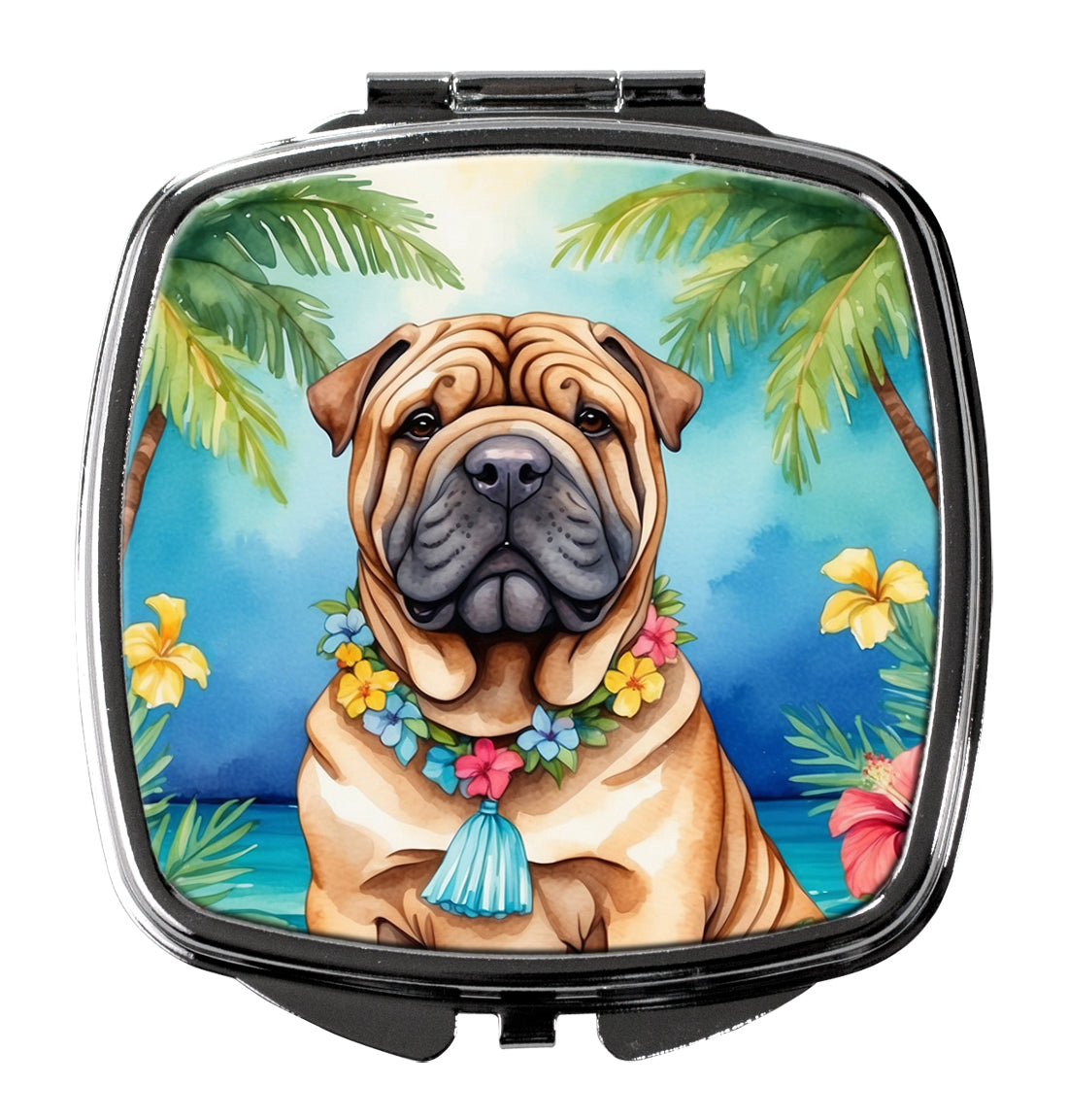 DAC6518SCM 3 x 2.75 in. Shar Pei Luau Compact Mirror