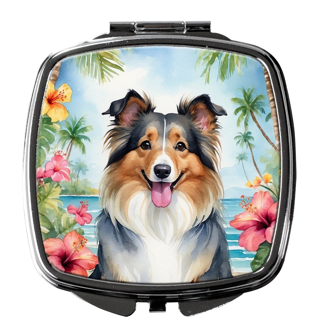 3 x 2.75 in. Sheltie Luau Compact Mirror
