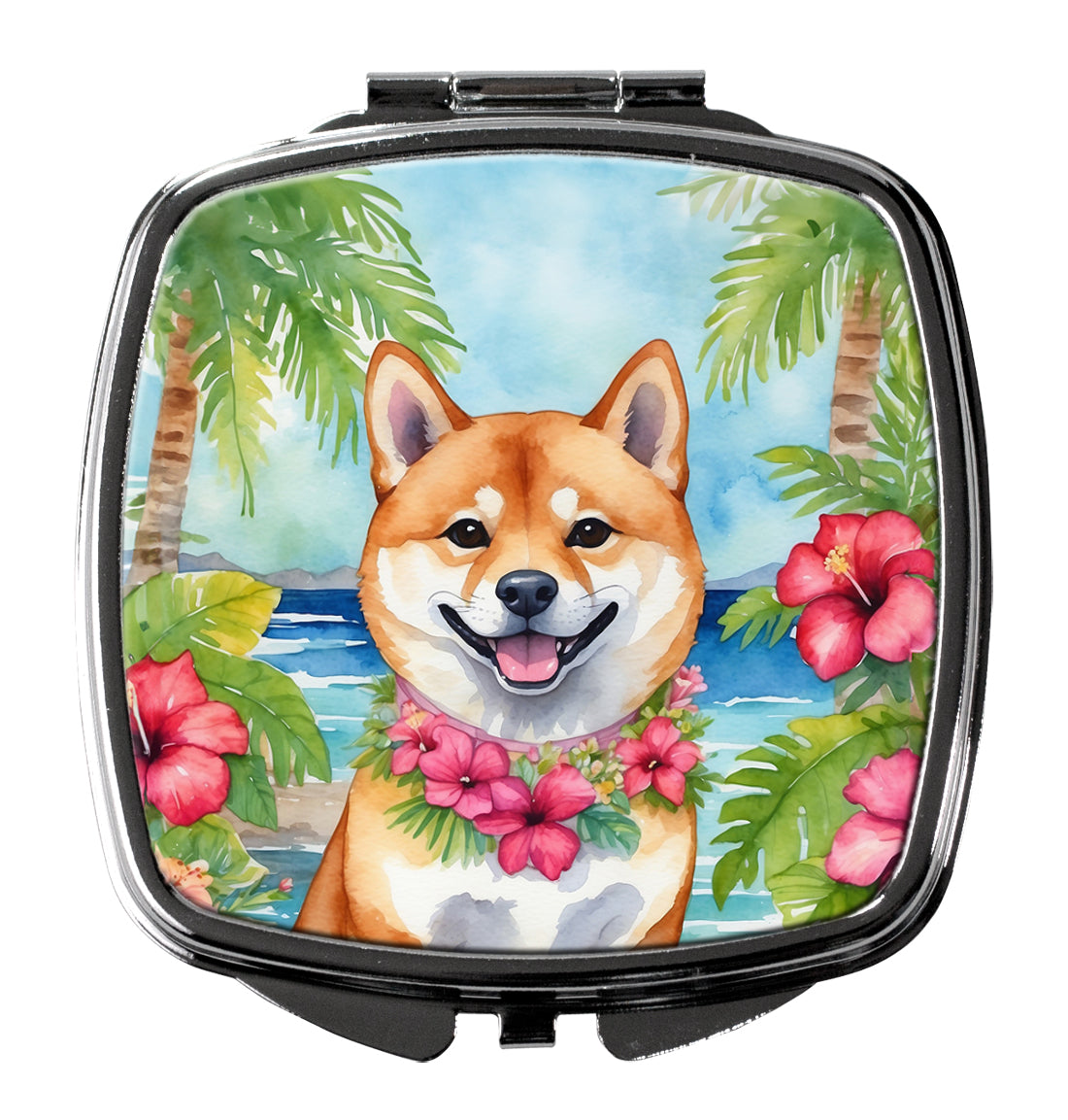 DAC6520SCM 3 x 2.75 in. Shiba Inu Luau Compact Mirror