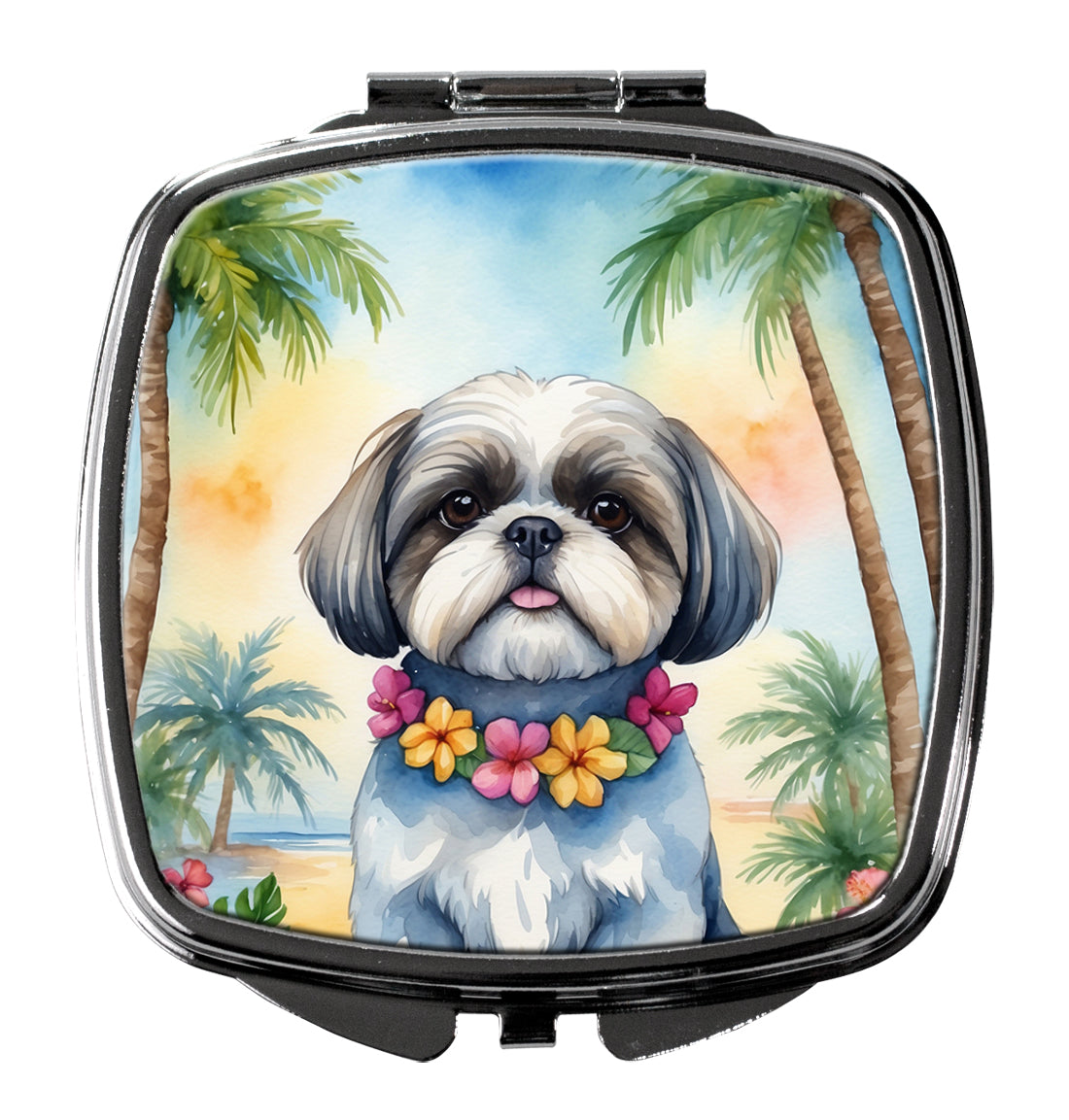 DAC6521SCM 3 x 2.75 in. Shih Tzu Luau Compact Mirror