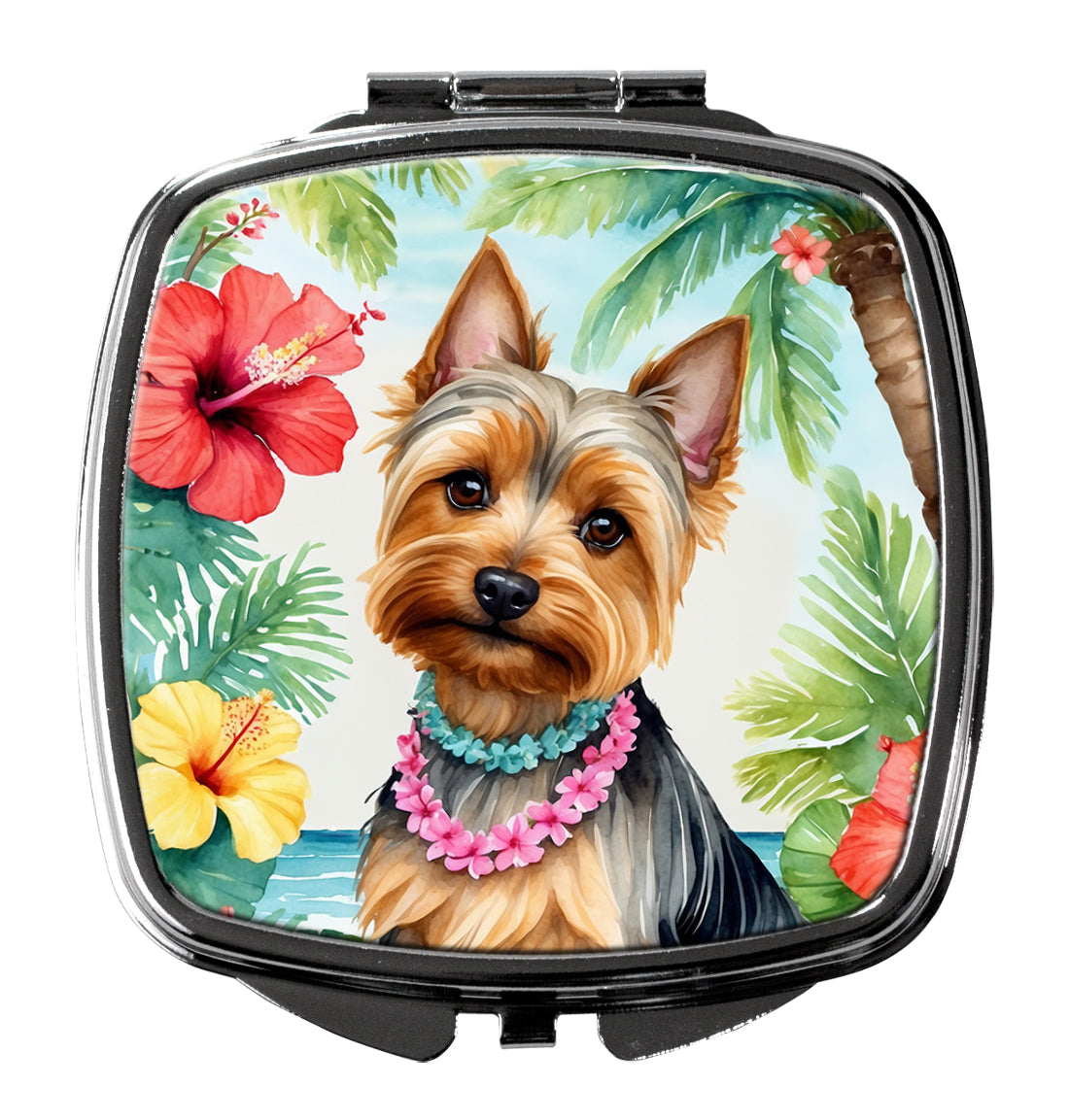 3 x 2.75 in. Silky Terrier Luau Compact Mirror