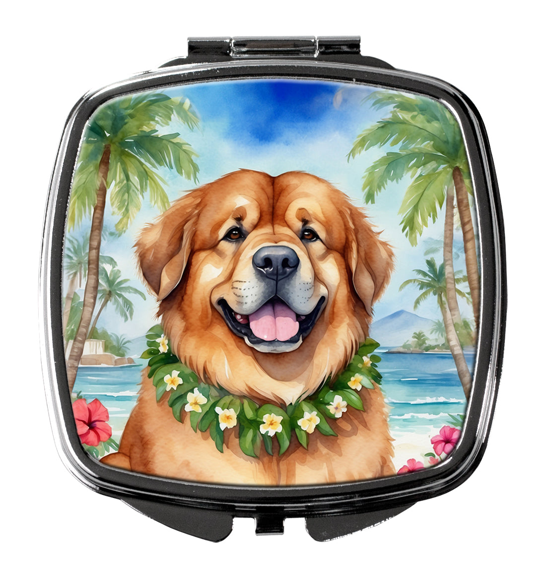 3 x 2.75 in. Tibetan Mastiff Luau Compact Mirror