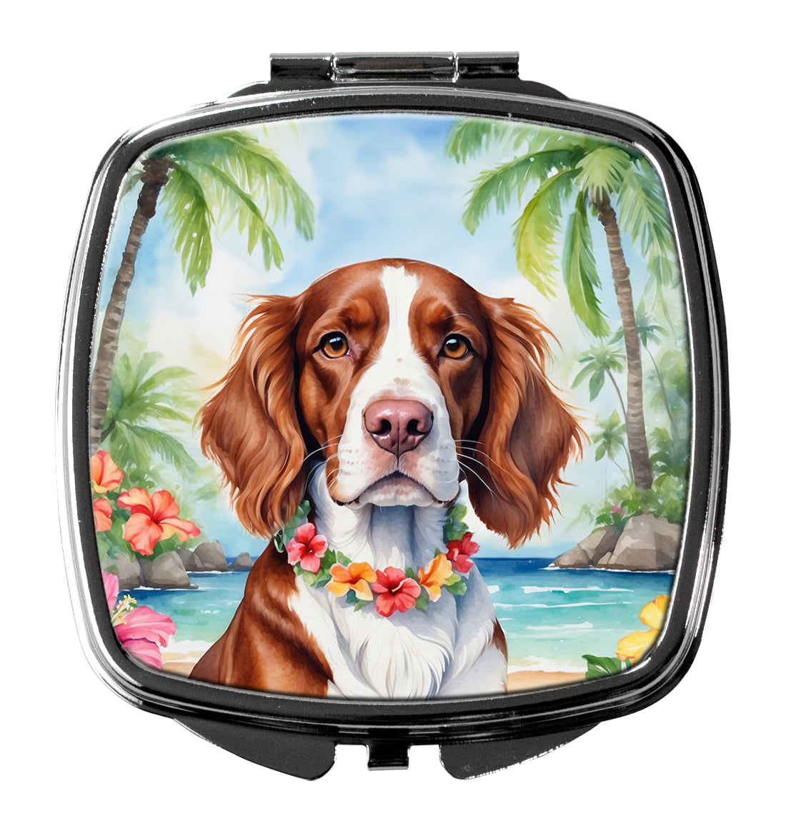 DAC6532SCM 3 x 2.75 in. Welsh Springer Spaniel Luau Compact Mirror