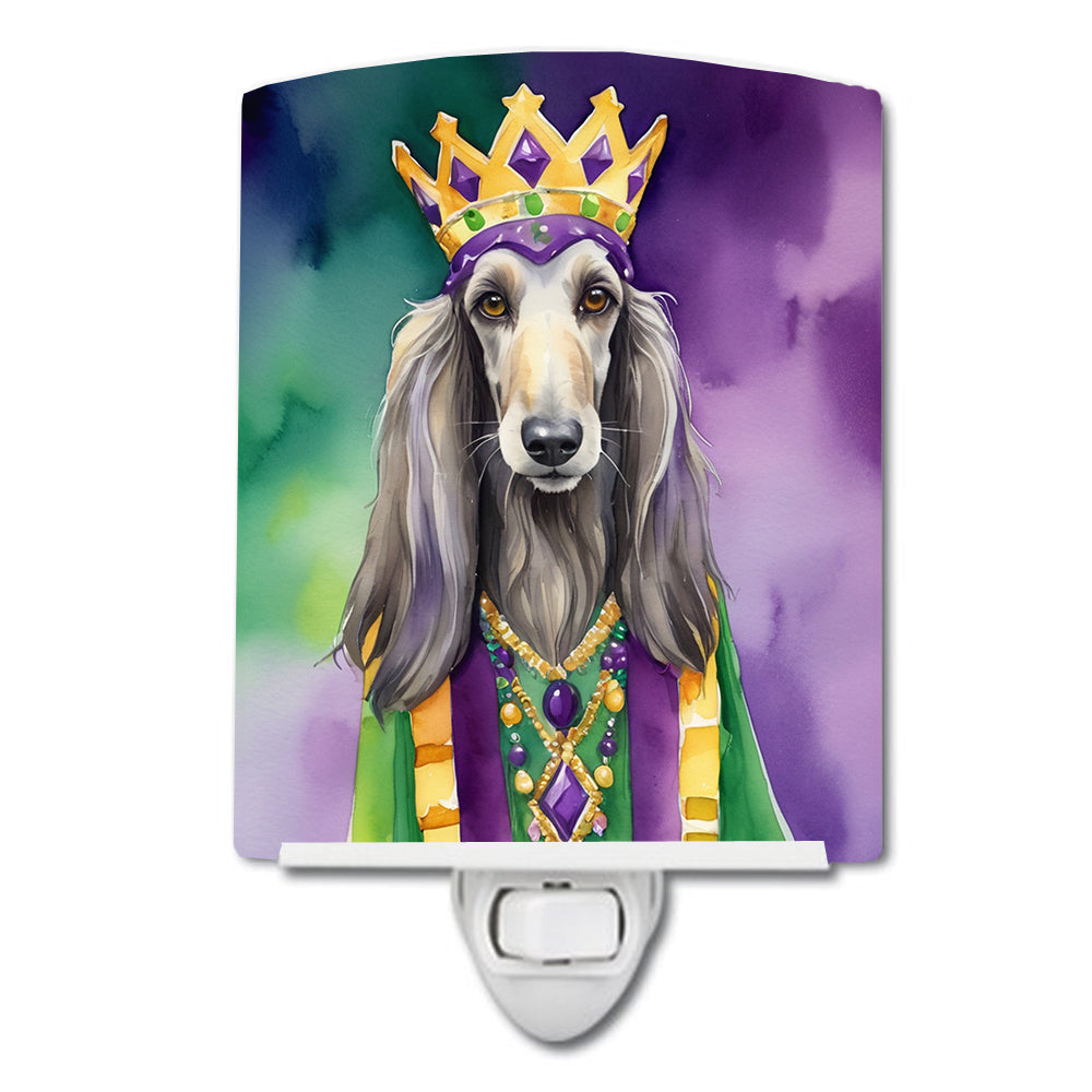 6 x 4 in. Afghan Hound King of Mardi Gras Ceramic Night Light