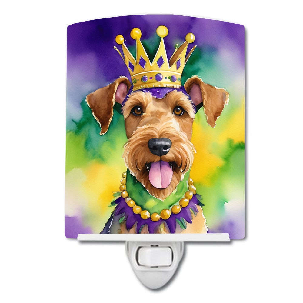 6 x 4 in. Airedale Terrier King of Mardi Gras Ceramic Night Light